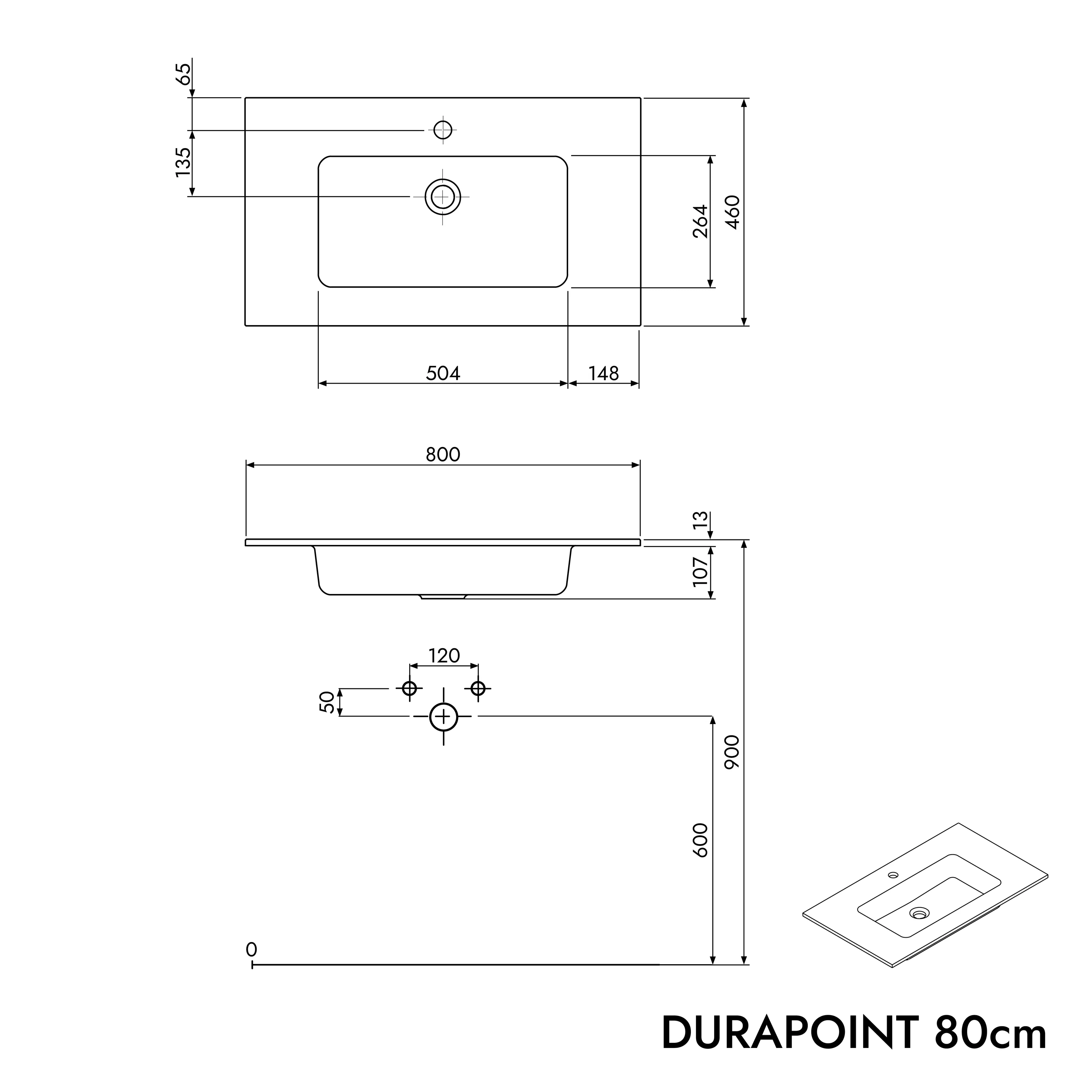 Duravit handfat med tvättställsskåp TIM 80 cm - Image 52