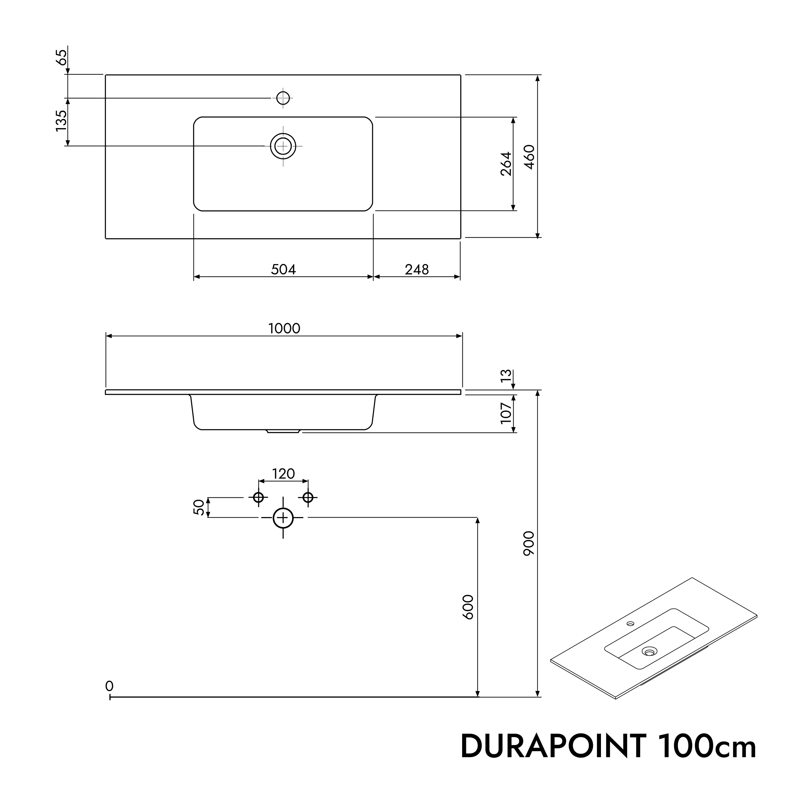 Duravit handfat med underskåp TIM 100 cm - Image 52