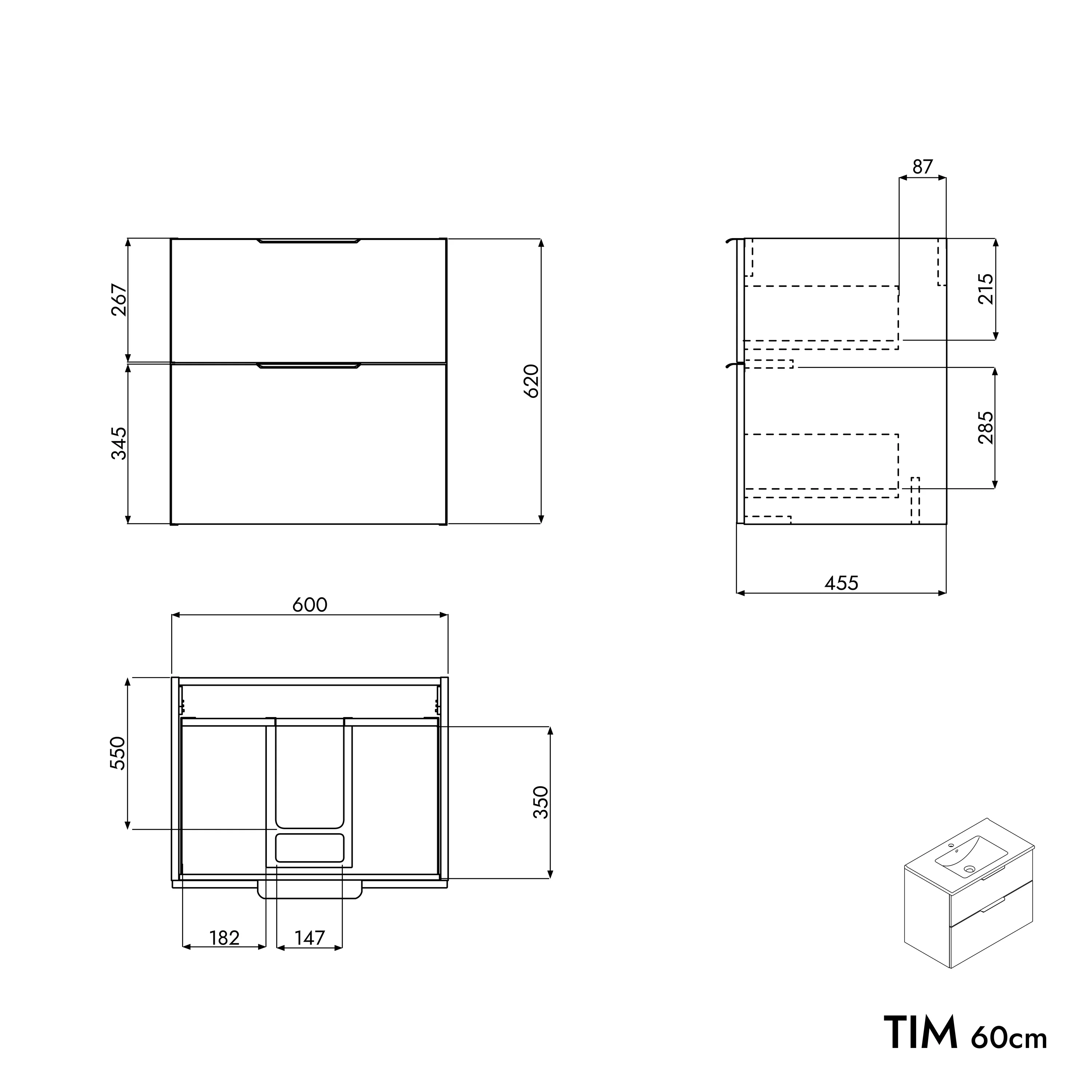 Duravit handfat med underskåp TIM 60 cm - Image 51