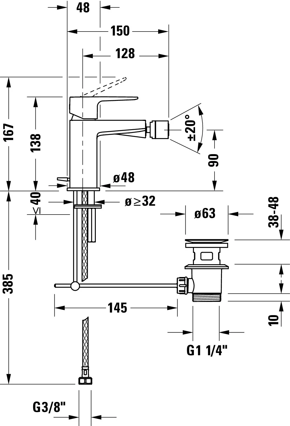Duravit Manhattan 1-grepps bidéblandare - Image 4