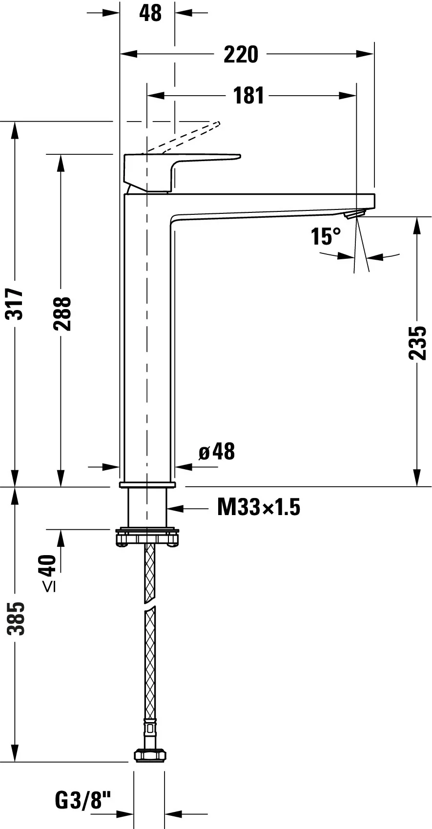 Duravit Manhattan ettgrepps tvättställsblandare XL - Image 9