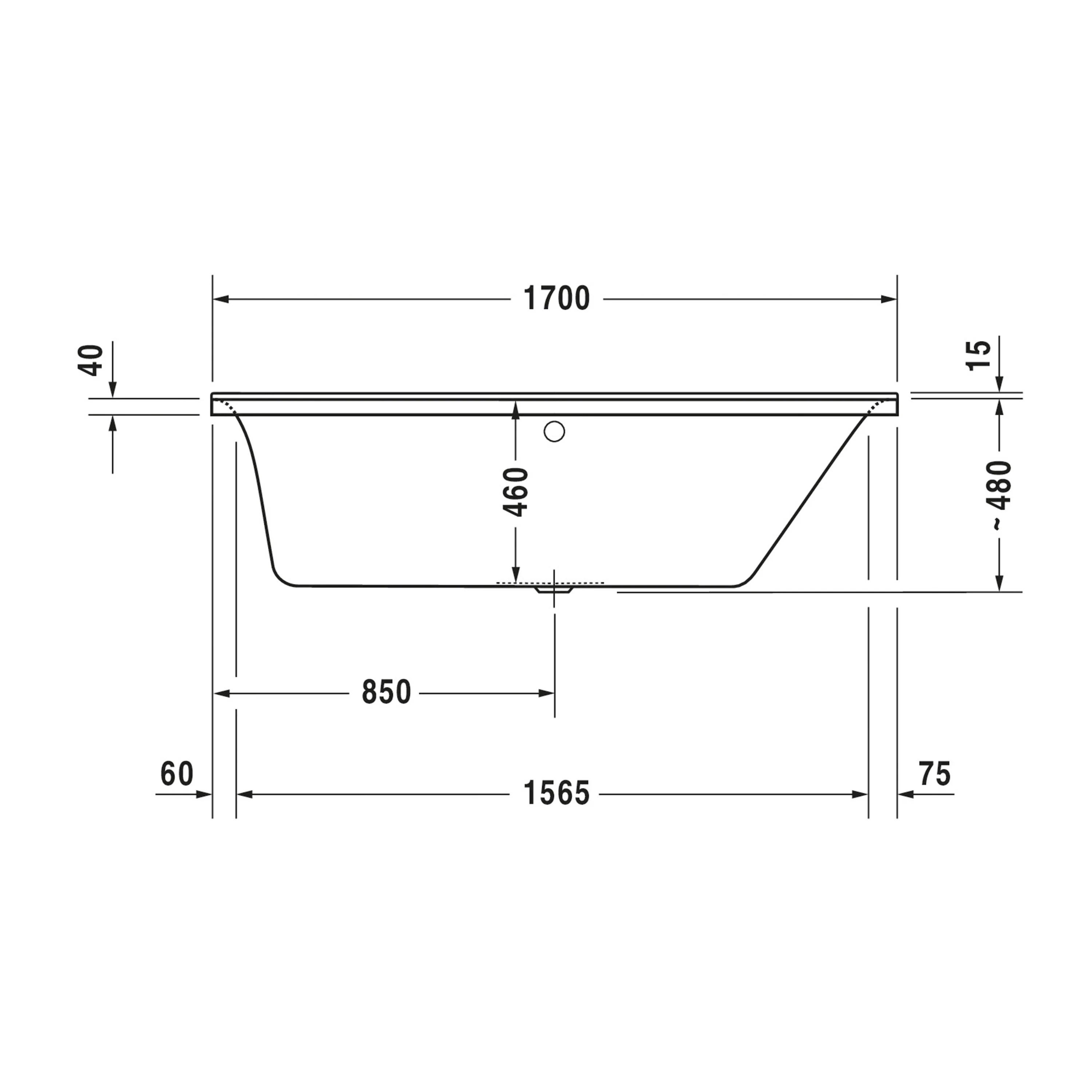 Duravit P3 rektangulärt inbyggnadsbadkar - Image 13