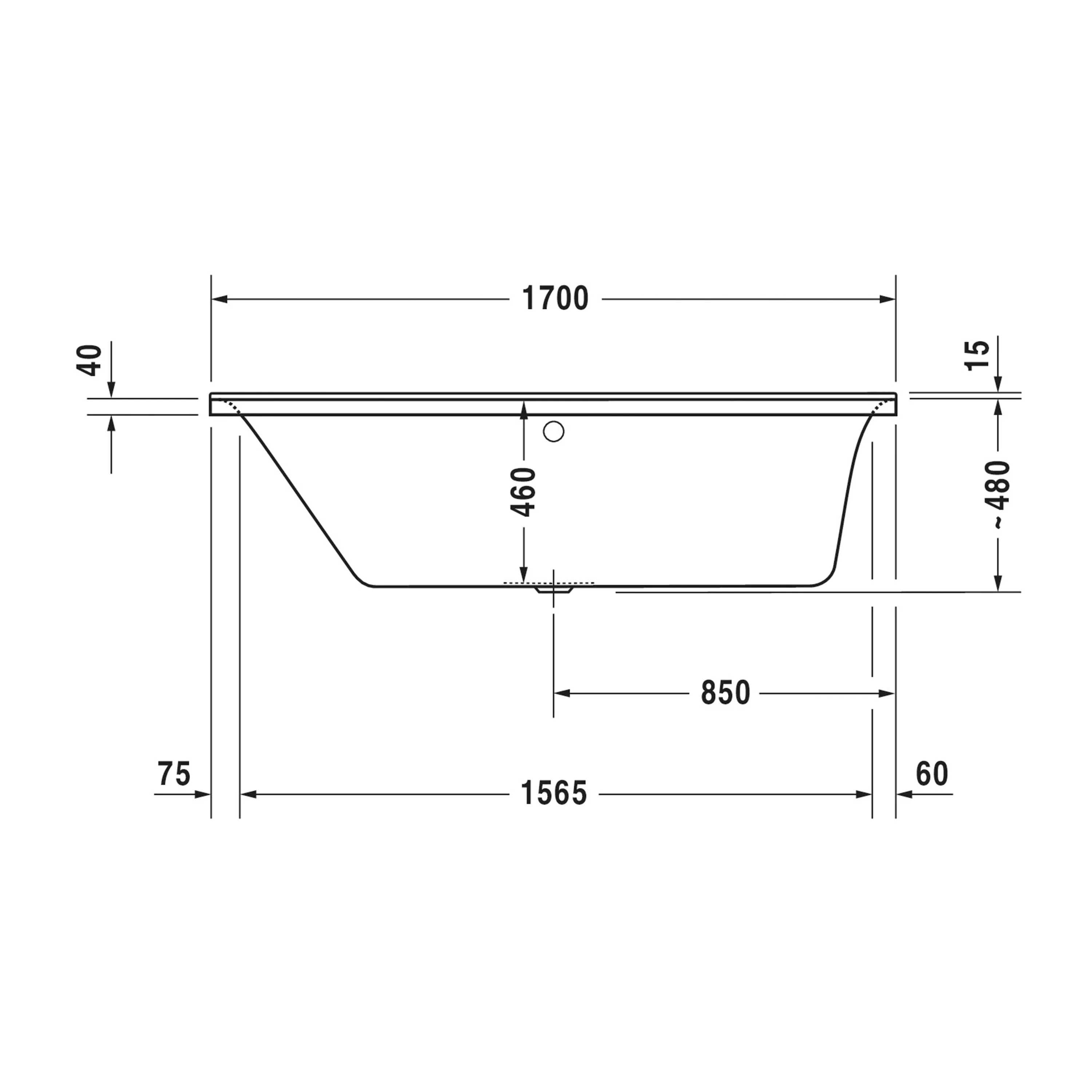 Duravit P3 rektangulärt inbyggnadsbadkar - Image 7