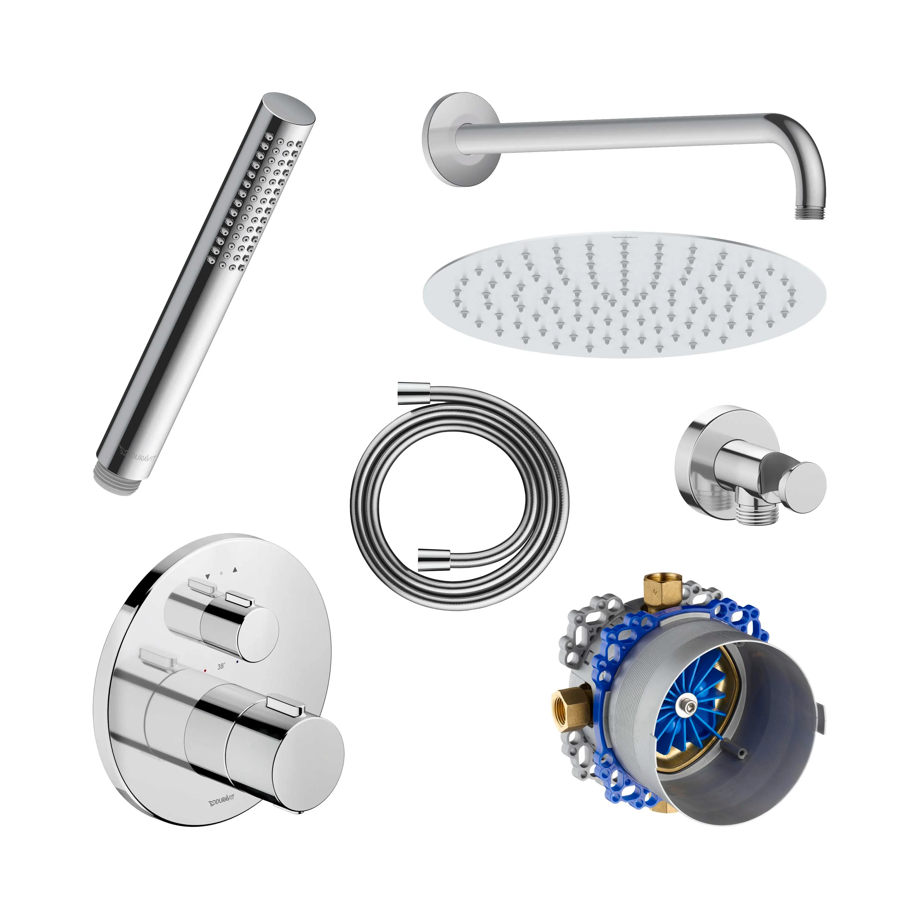 Duravit inbyggt duschsystem med termostat och takdusch - Image 2