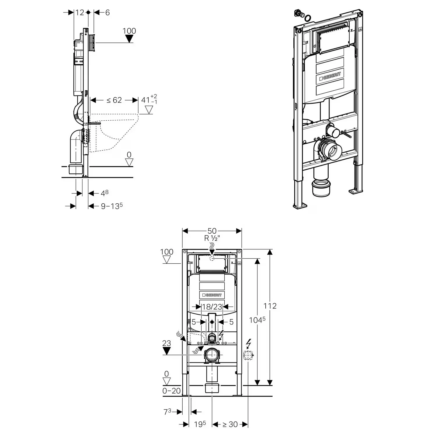 Dusch-WC Komplettset Basic 1104 med Geberit Duofix förväggselement - Image 18