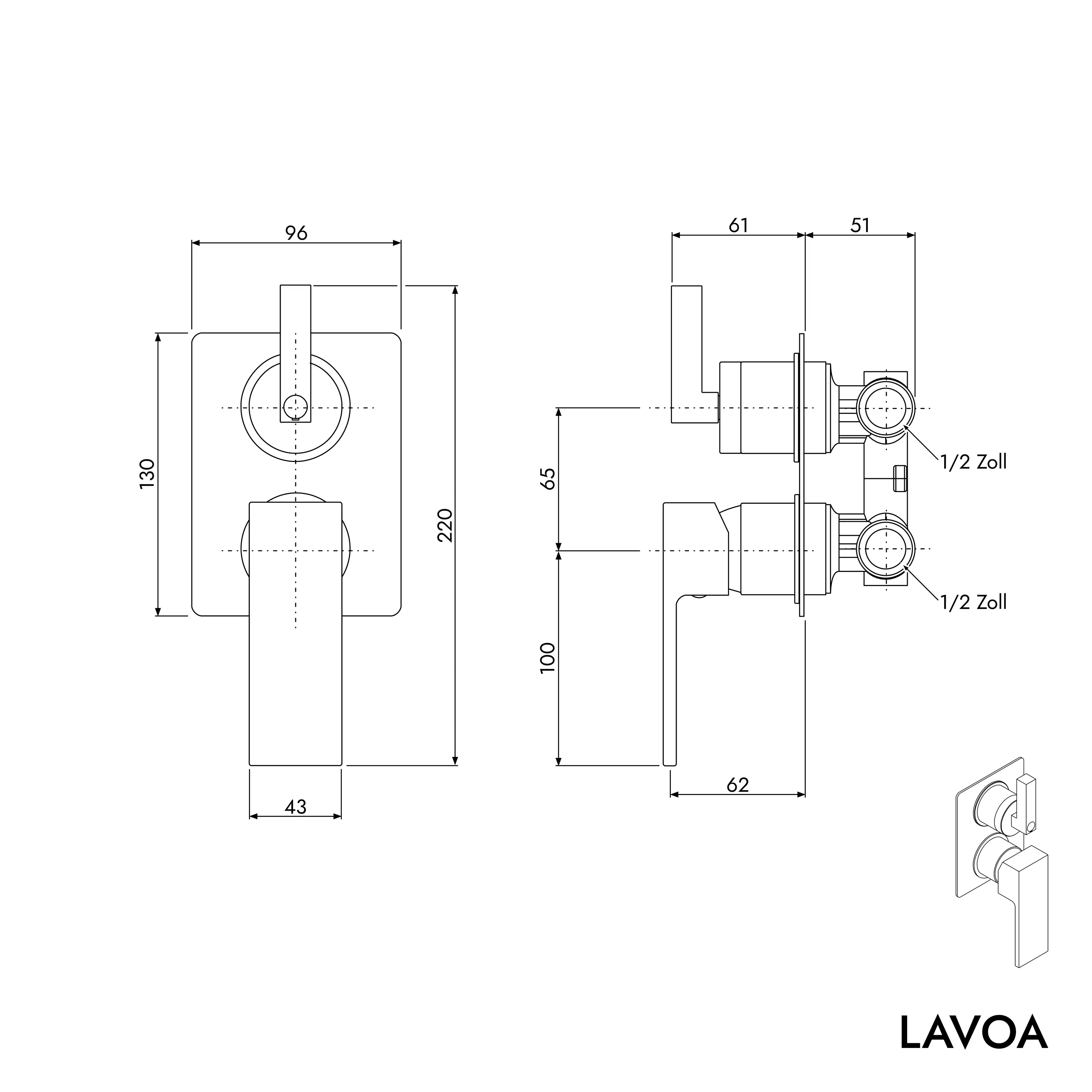 Infälld duschblandare LAVOA - Image 7