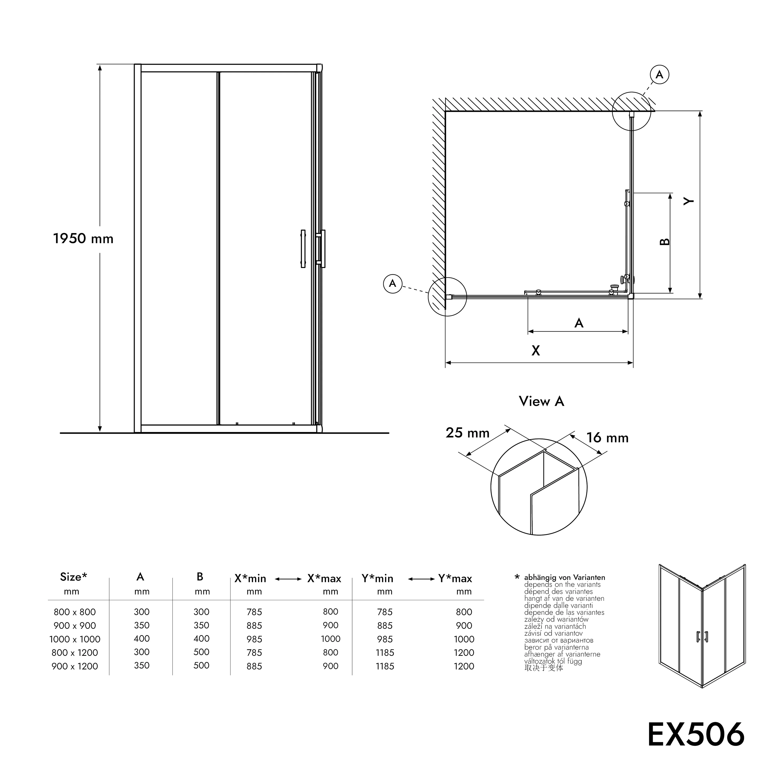 Duschkabin hörndusch skjutdörrar EX506 - Image 5