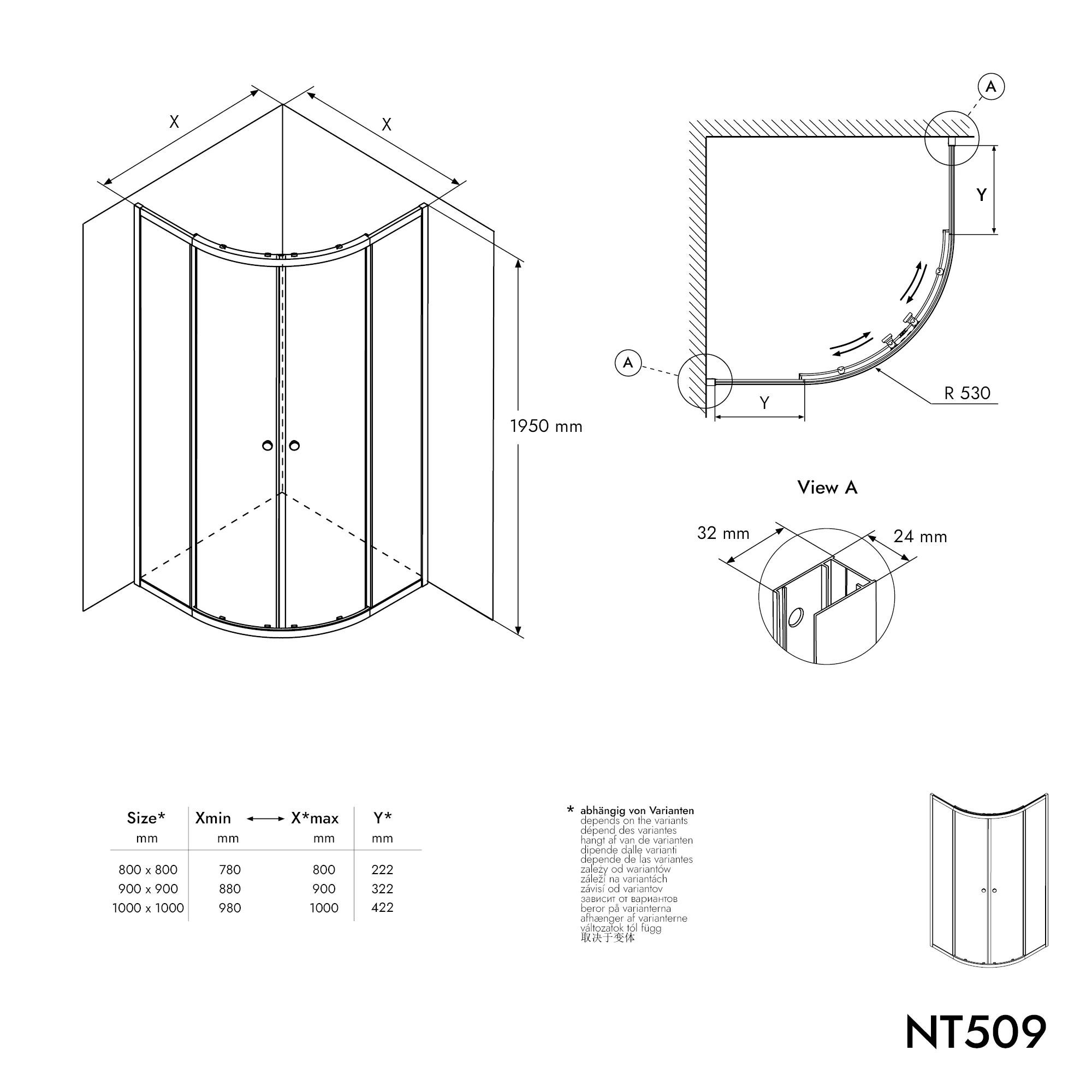 Rund dusch NT509 med skjutdörrar - Image 6