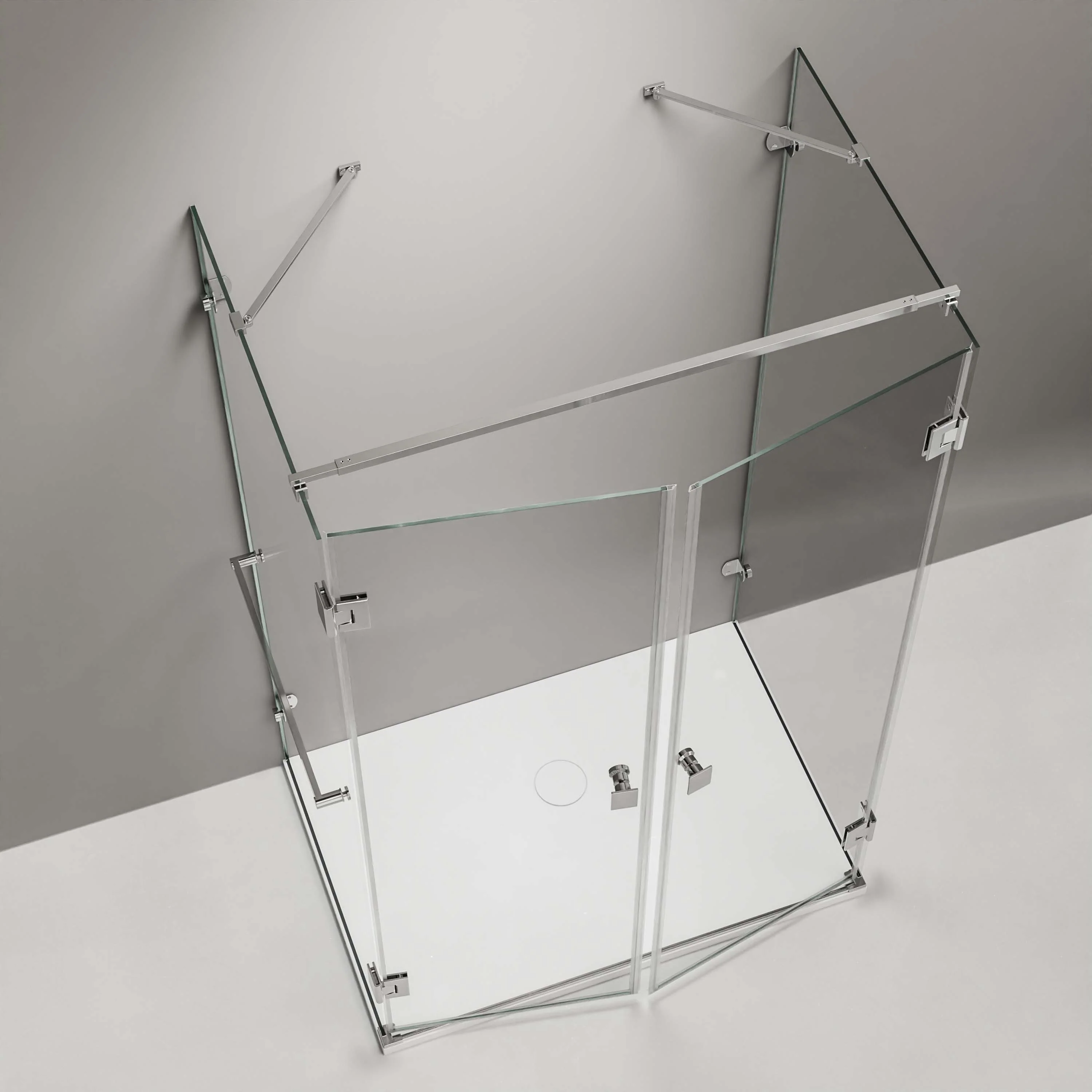 Duschkabin U-form EX412 inkl. duschkar Duschkar - 8 mm - Nano äkta glas - 120 x 90 x 195 cm - Handdukshängare - Image 3
