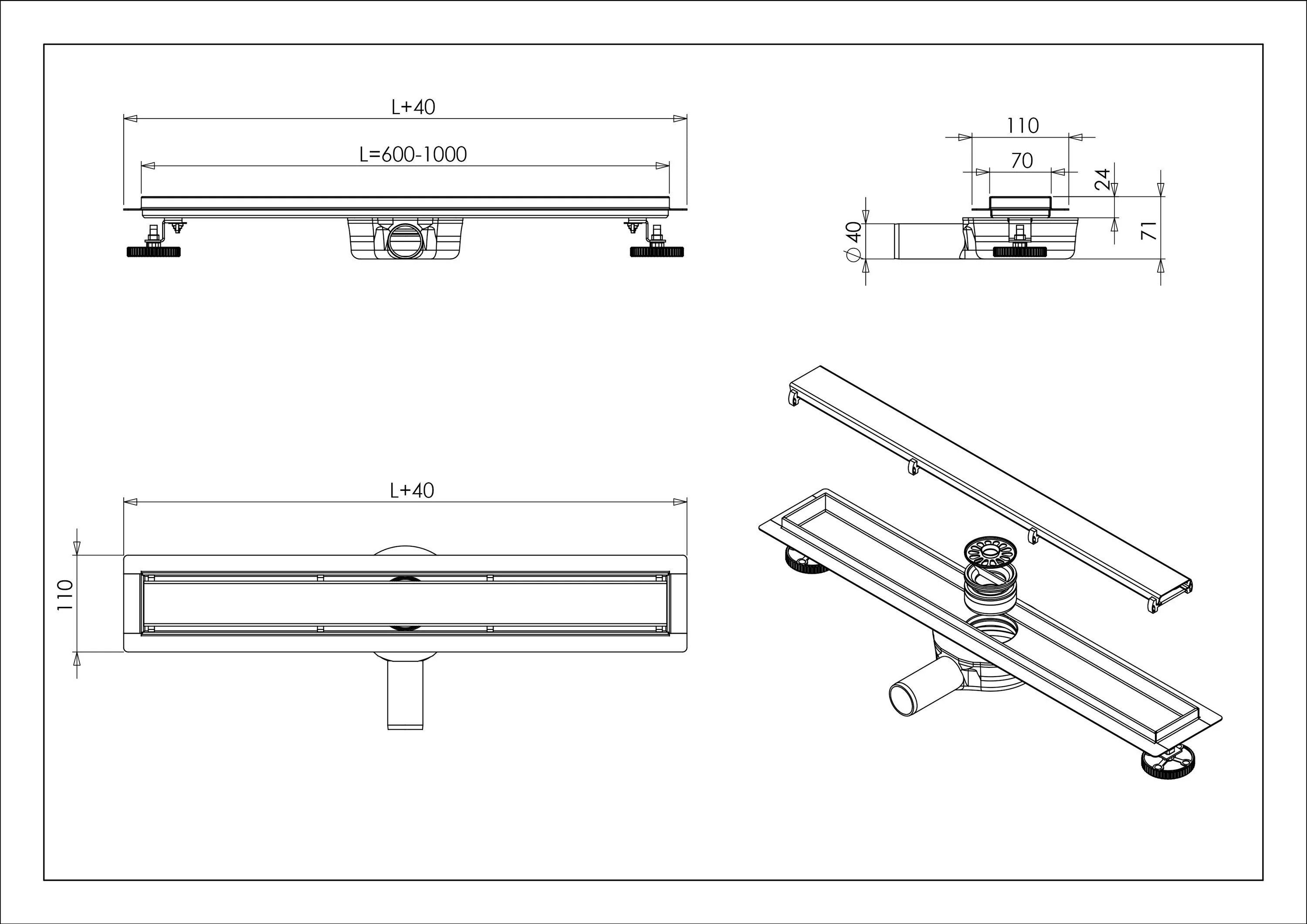 Duschränna i rostfritt stål FlexGT02 - Image 7