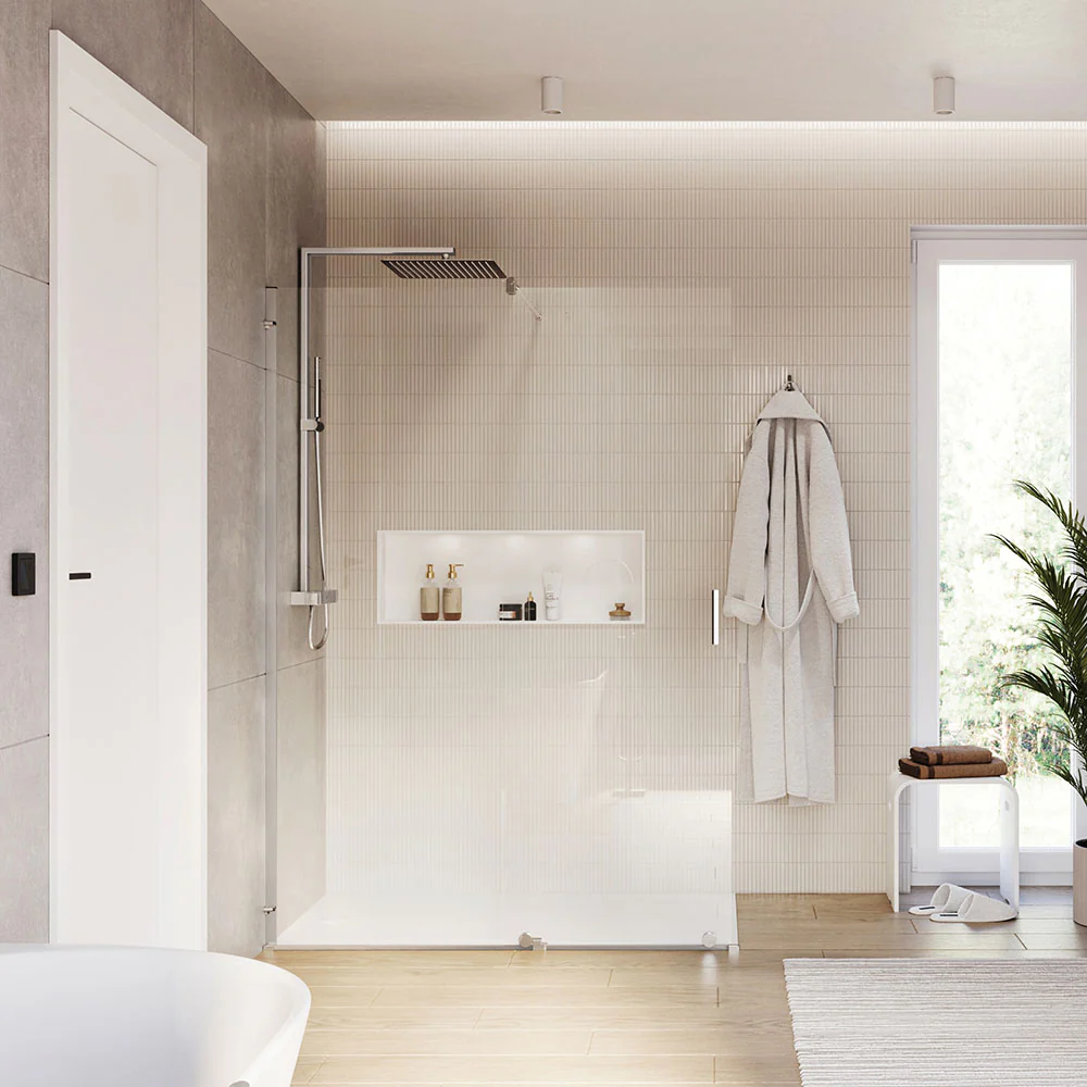 Duschskåp Walk-In NT101 skjutdörr - klart glas 8mm - bredd valbar - Image 3