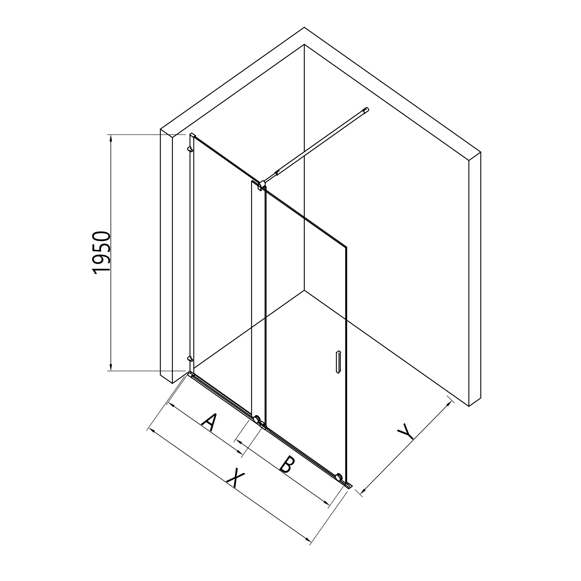 Duschskåp Walk-In NT101 skjutdörr - klart glas 8mm - bredd valbar - Image 8