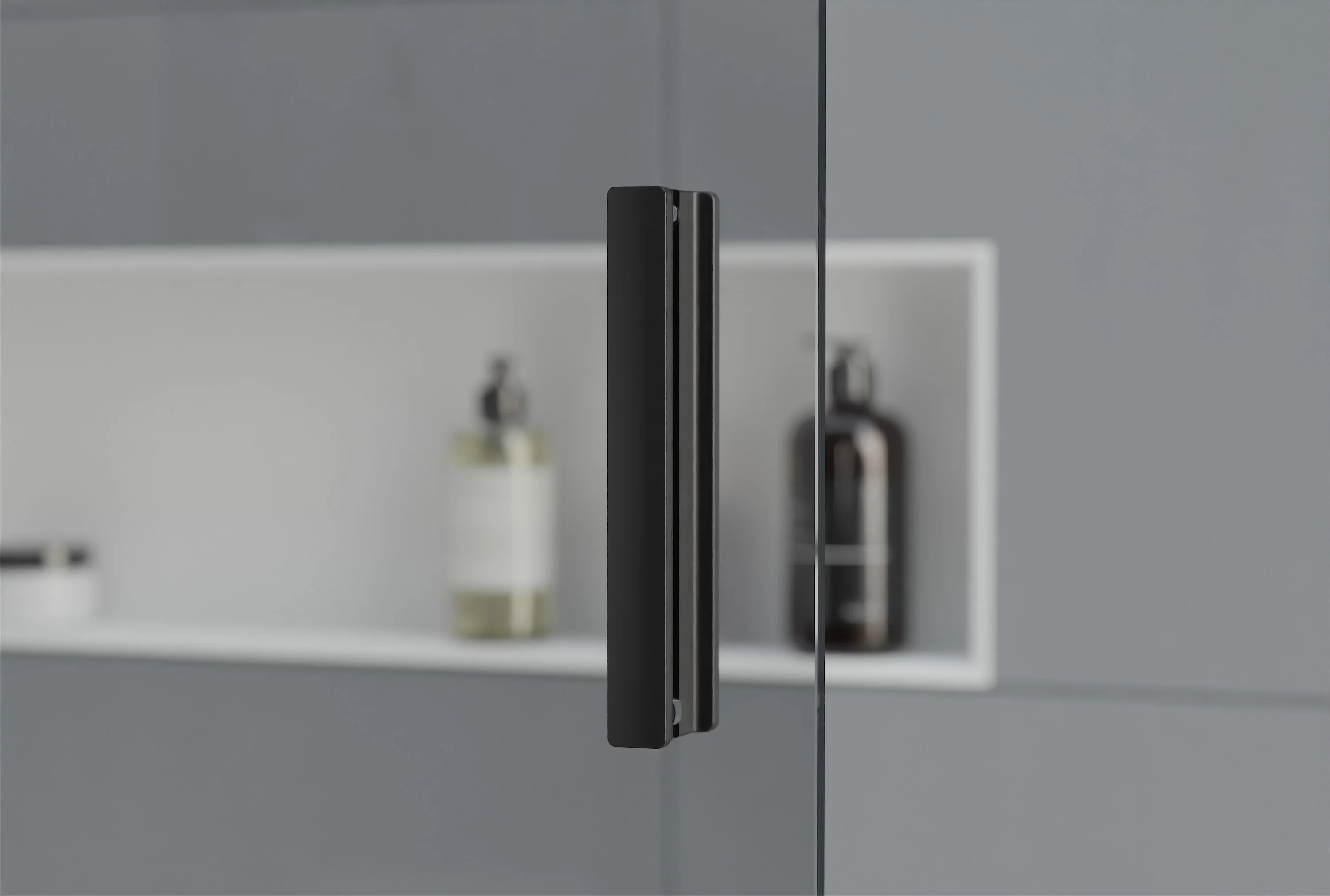 Duschskåp Walk-In NT101 Skjutdörr Svart matt - Nano Grey glas 8mm - bredd valbar - Image 21