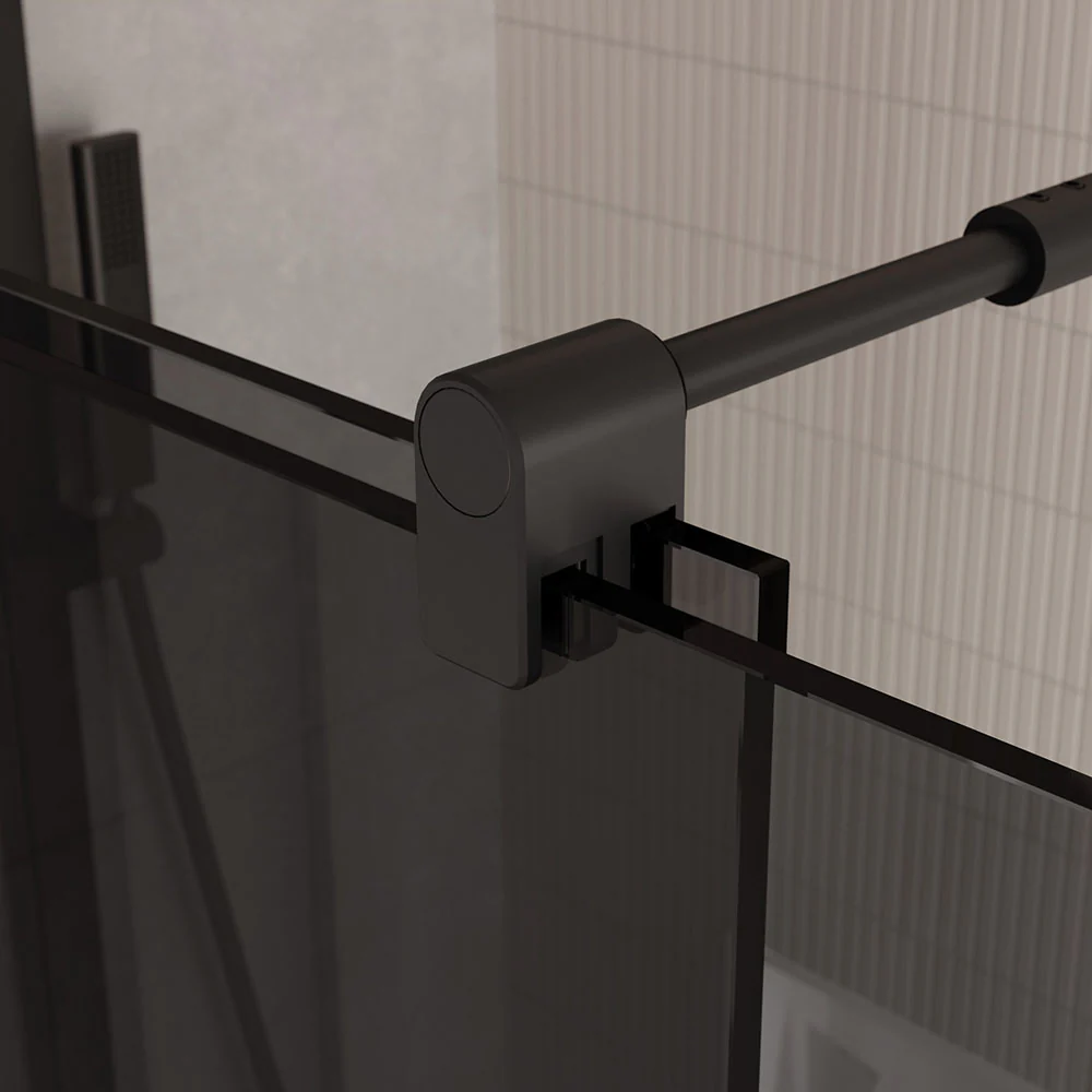 Duschskåp Walk-In NT101 Skjutdörr Svart matt - Nano Grey glas 8mm - bredd valbar - Image 8