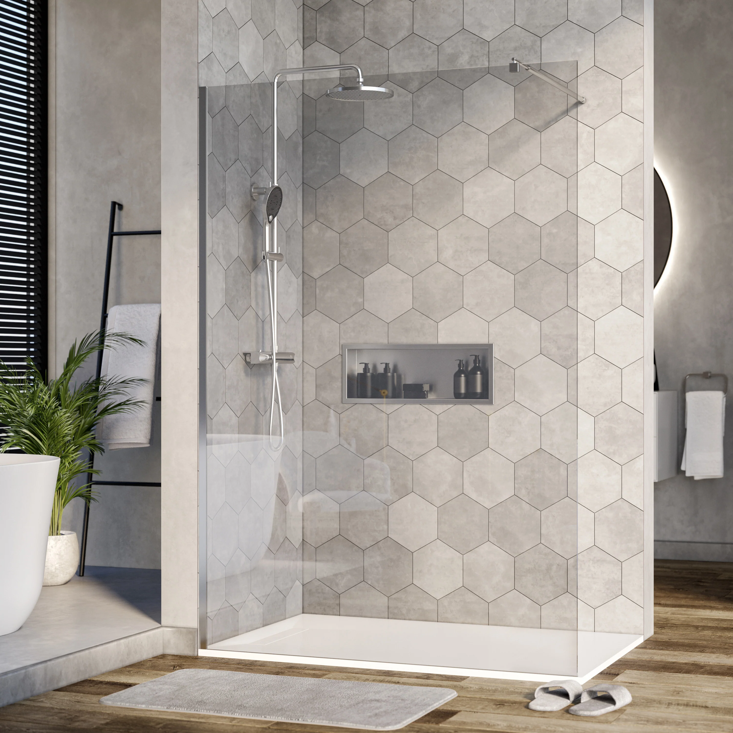 Duschvägg Walk-In Nano äkta glas EX101 - Image 7