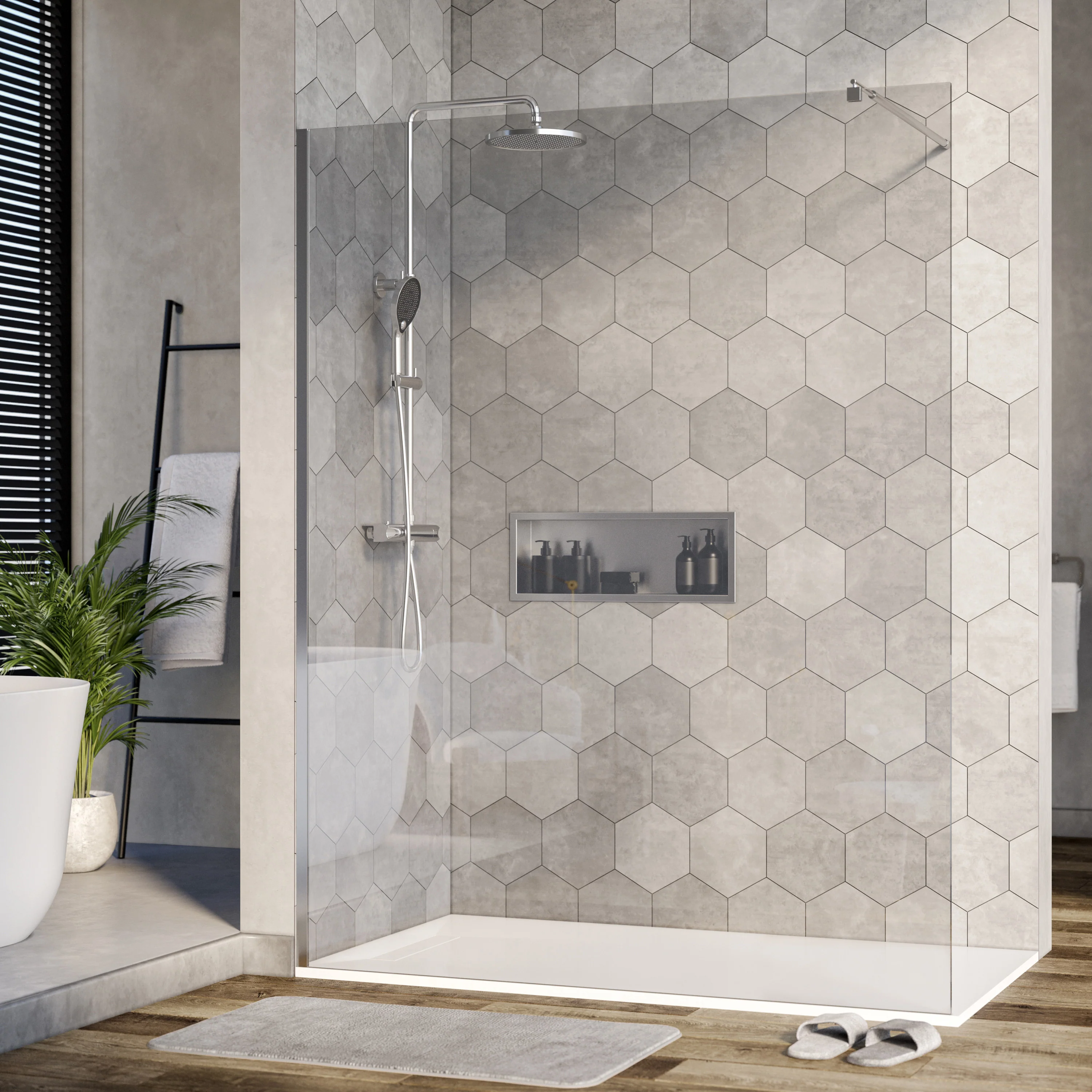 Duschvägg Walk-In Nano äkta glas EX101 - Image 9