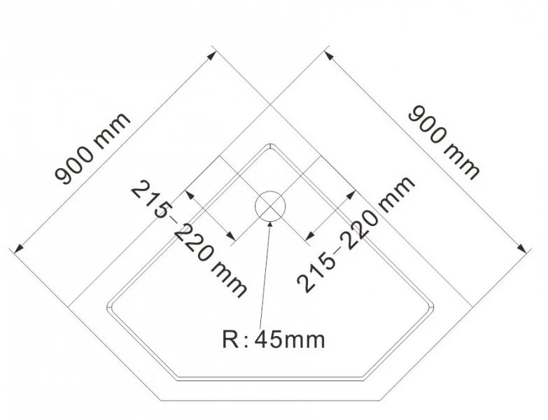 Femhörnig duschkar - 90 x 90 cm och avloppssystemt - Image 2
