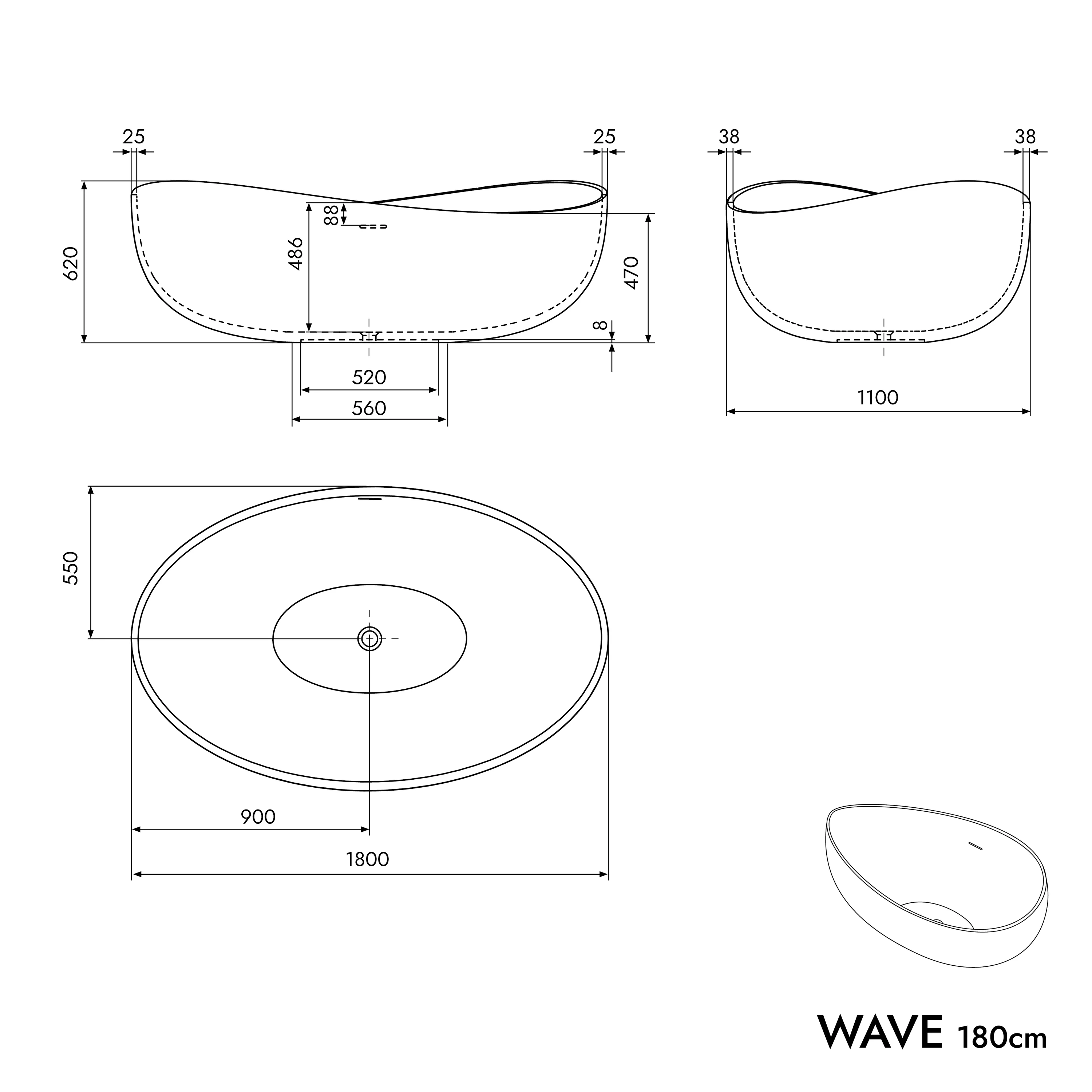Fristående badkar WAVE STONE - Image 2