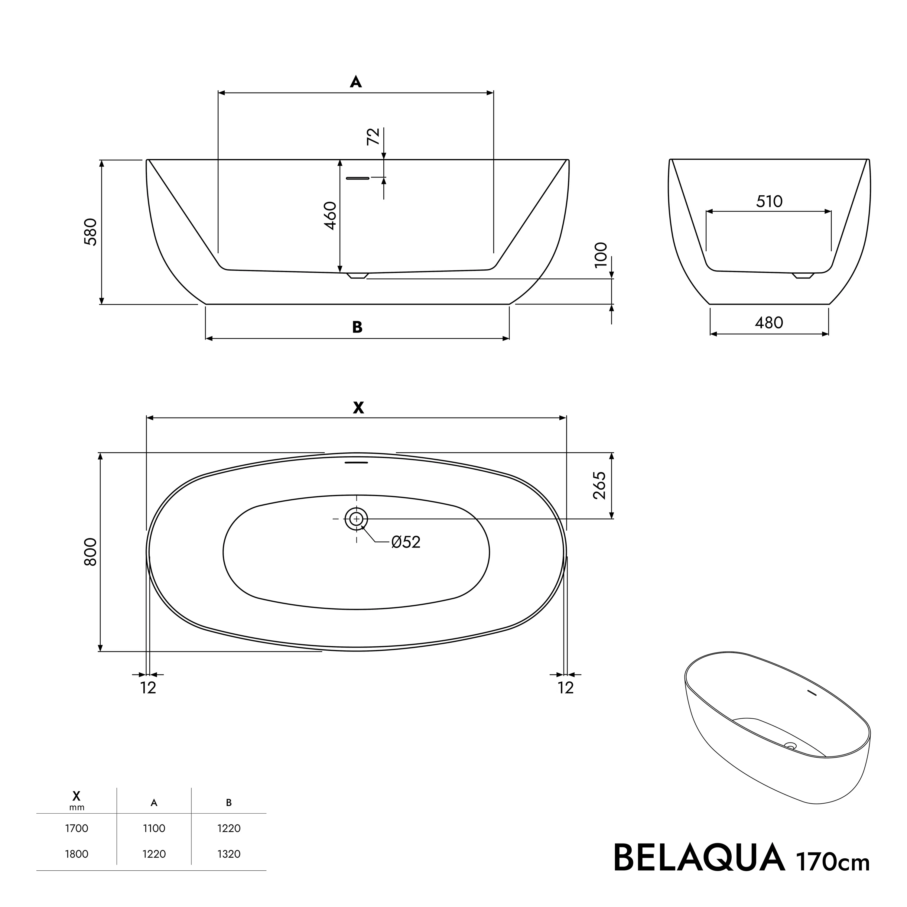 Fristående badkar BELAQUA - Image 4