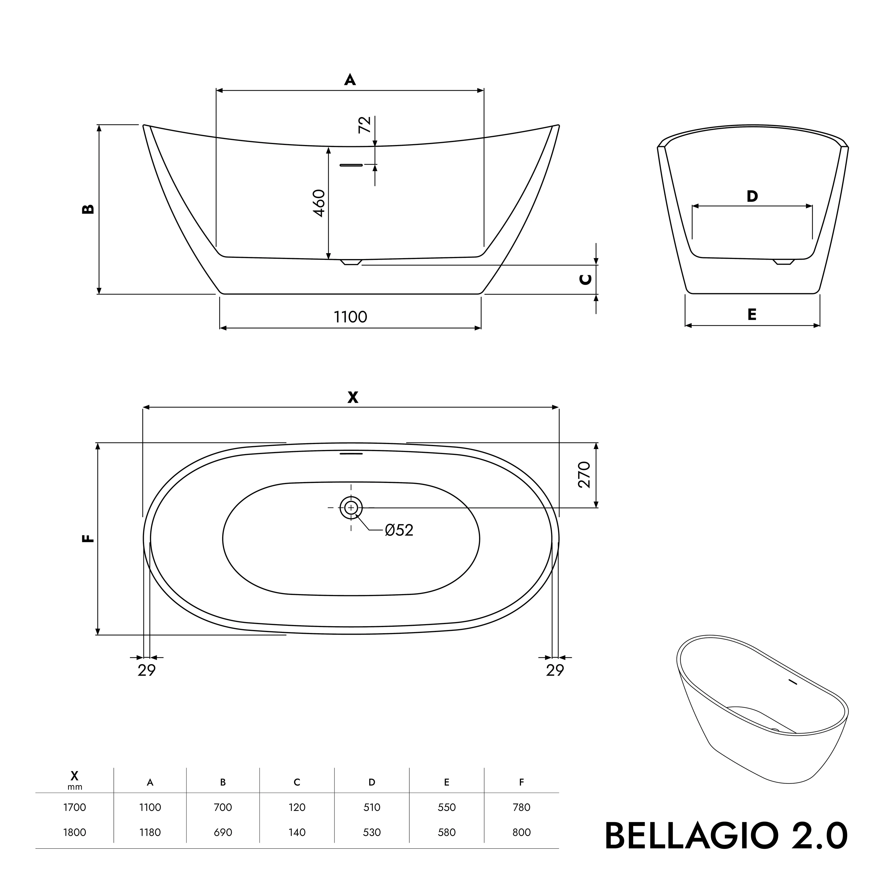Fristående badkar BELLAGIO 2.0 - Image 13