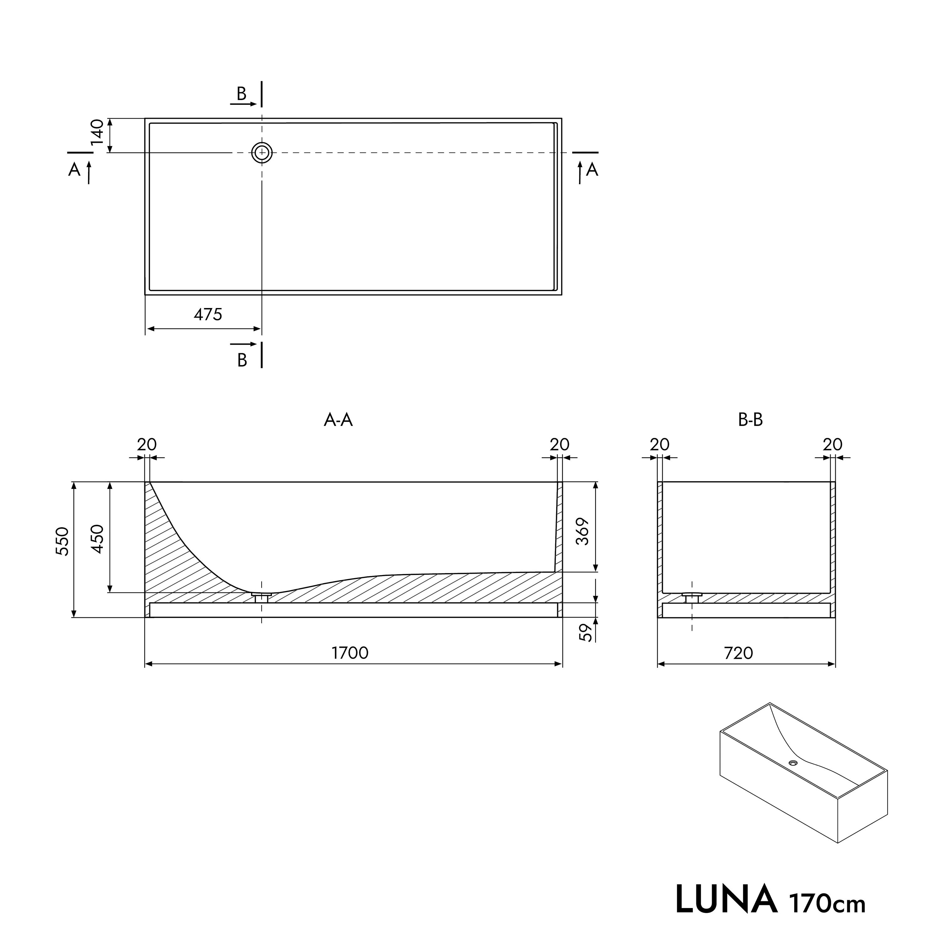 Fristående badkar LUNA STONE - Image 7