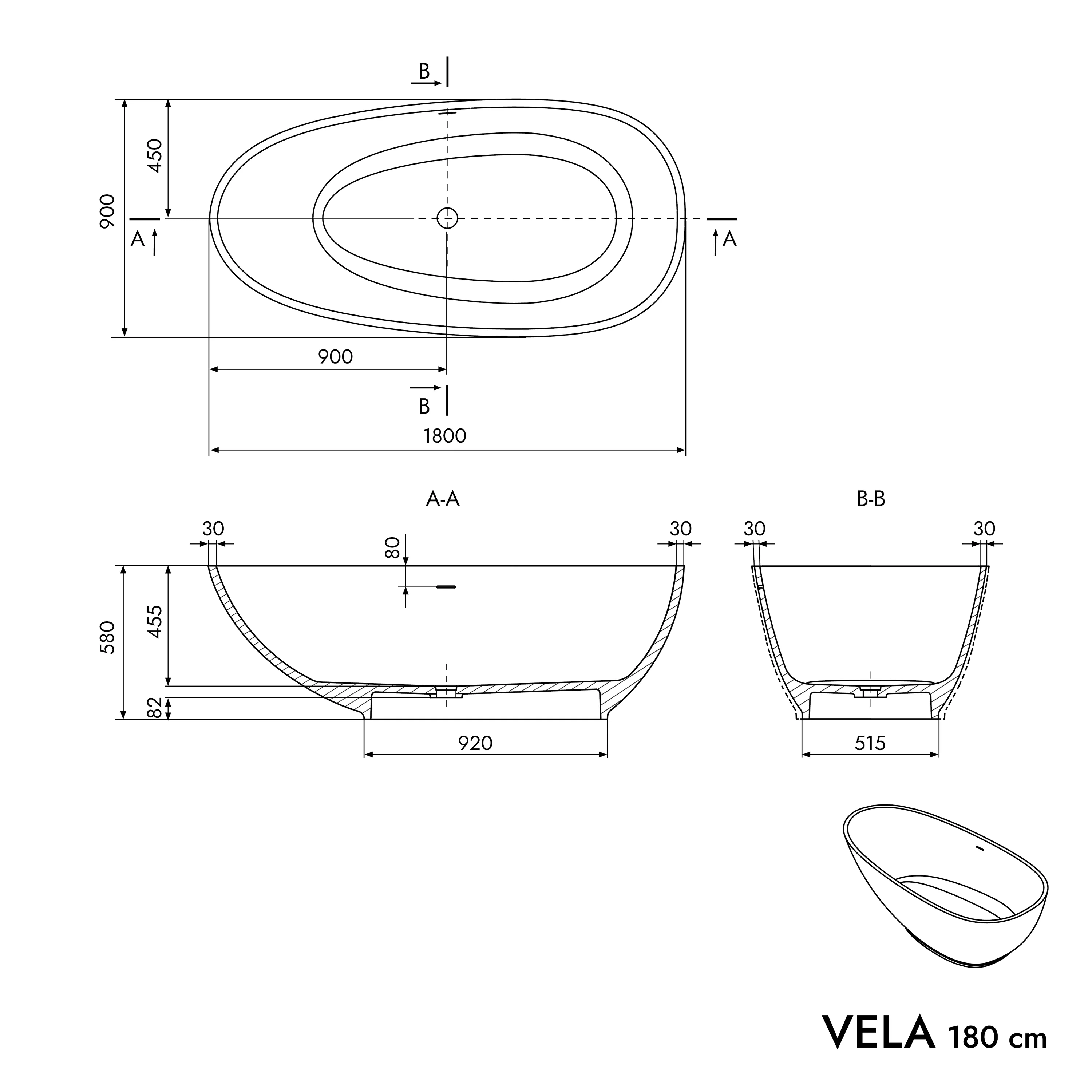 Fristående badkar VELA STONE - Image 5