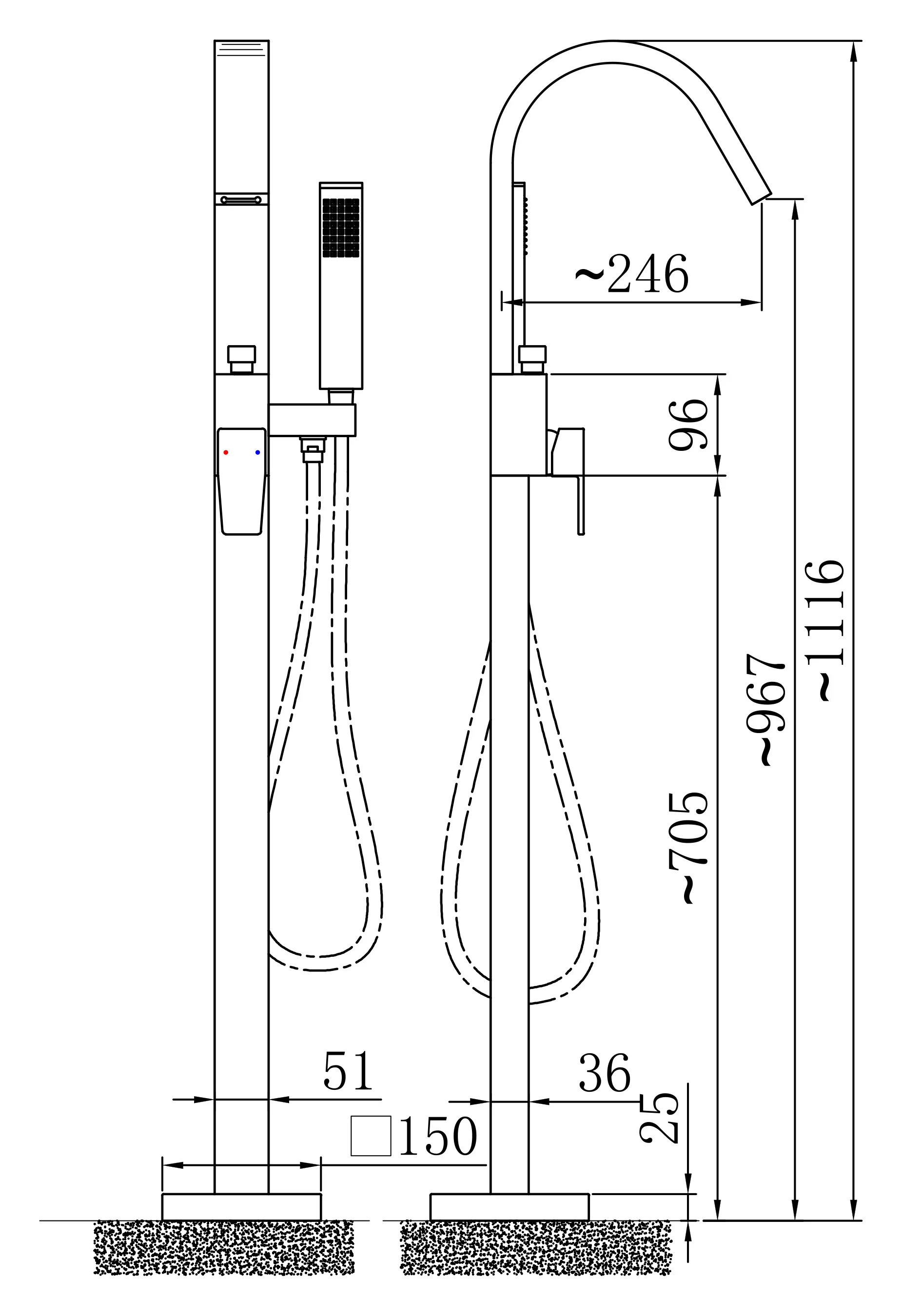Standardarmatur fristående badkarsblandare NT3311 2.0 - Image 13