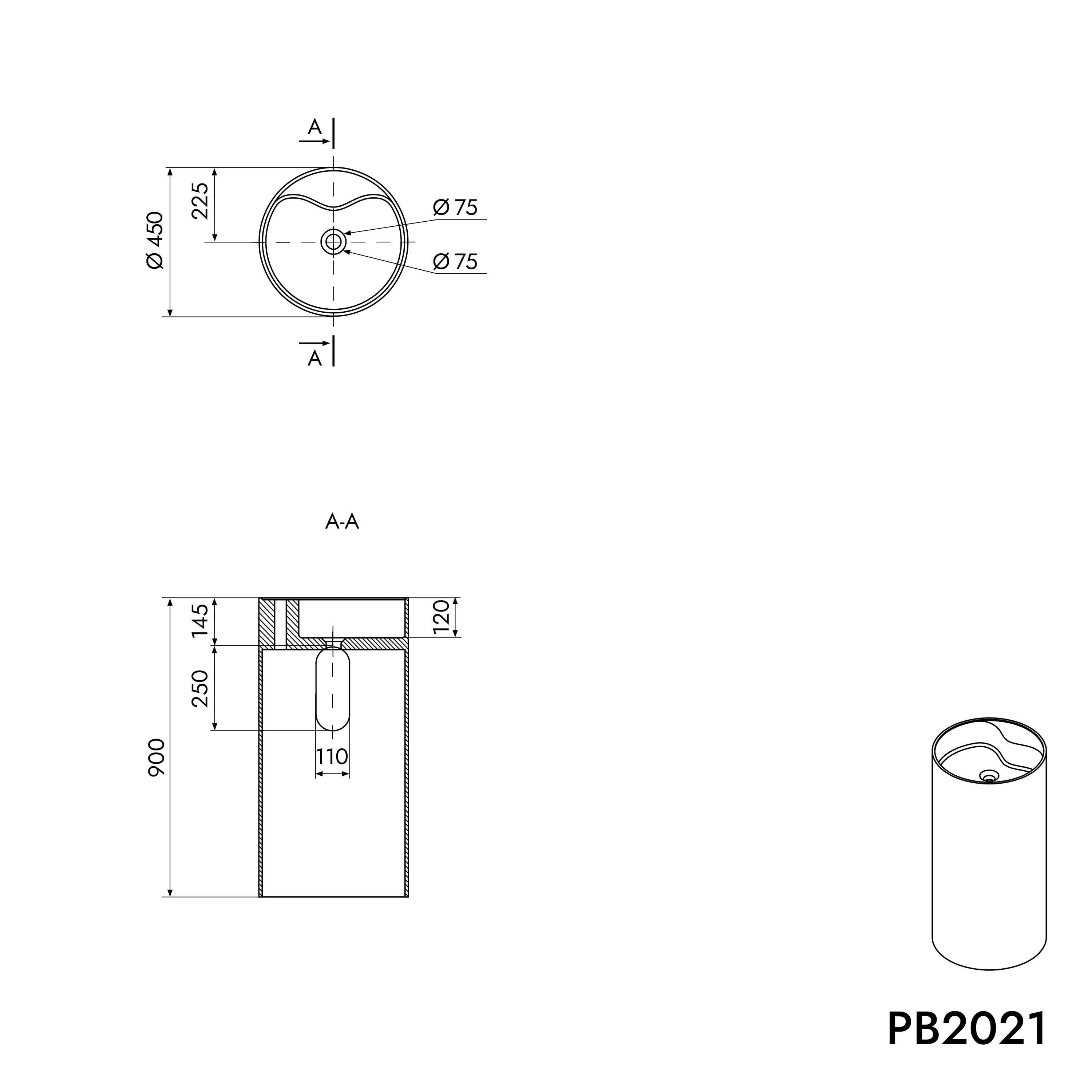 Fristående tvättställ PB2021 - Image 3