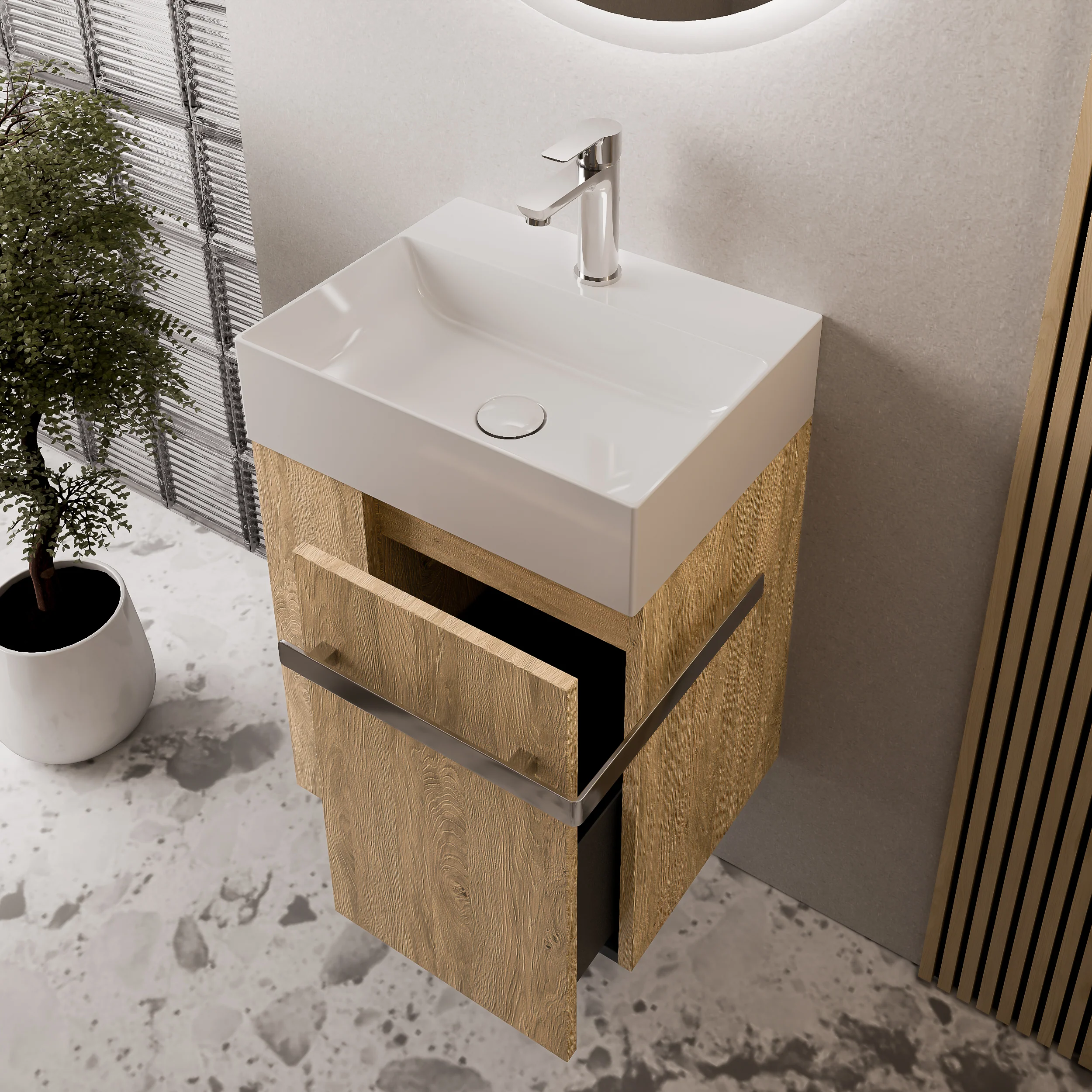 Gäst-WC badrumsmöbelset COMPACT 45 cm med handfat - Image 11