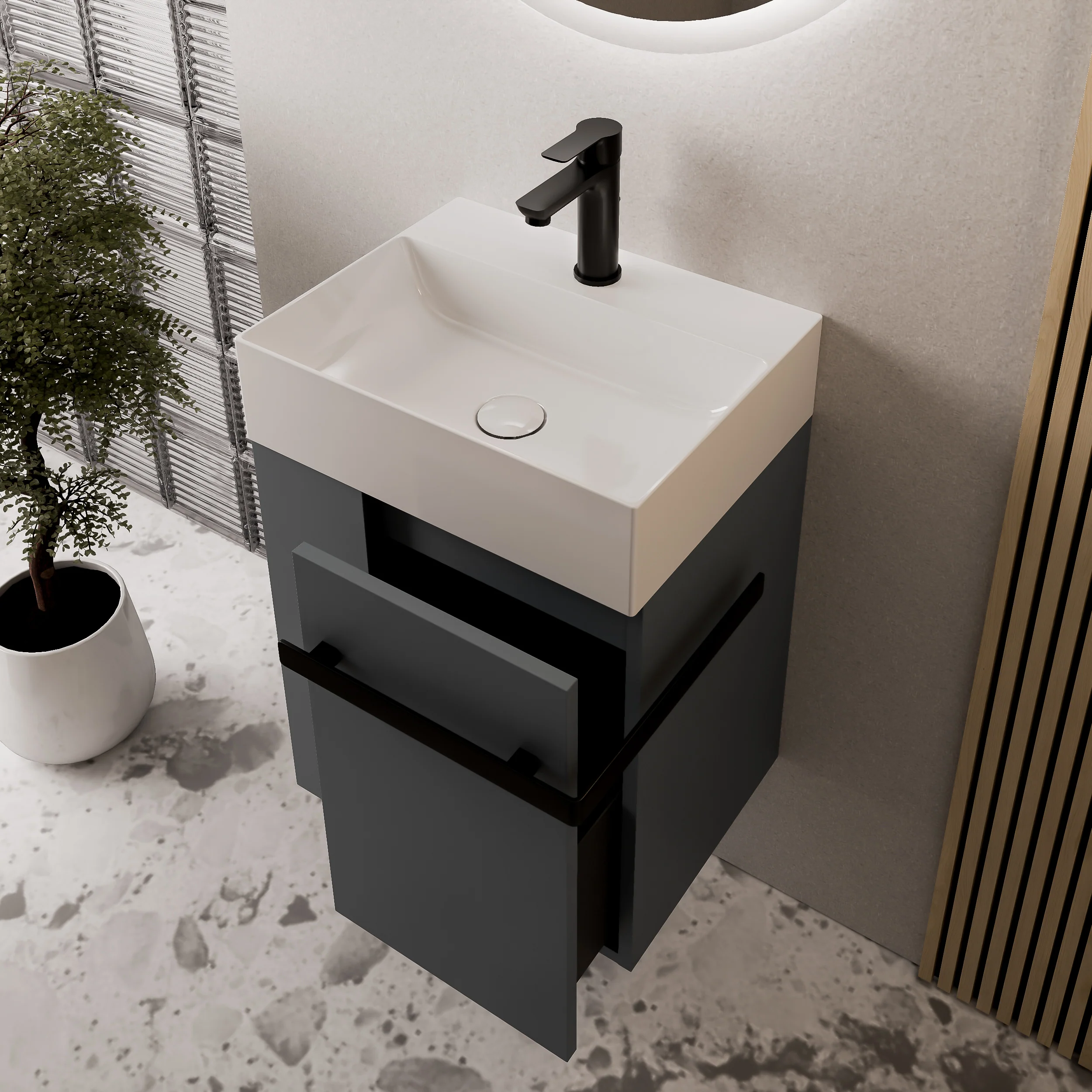 Gäst-WC badrumsmöbelset COMPACT 45 cm med handfat - Image 18