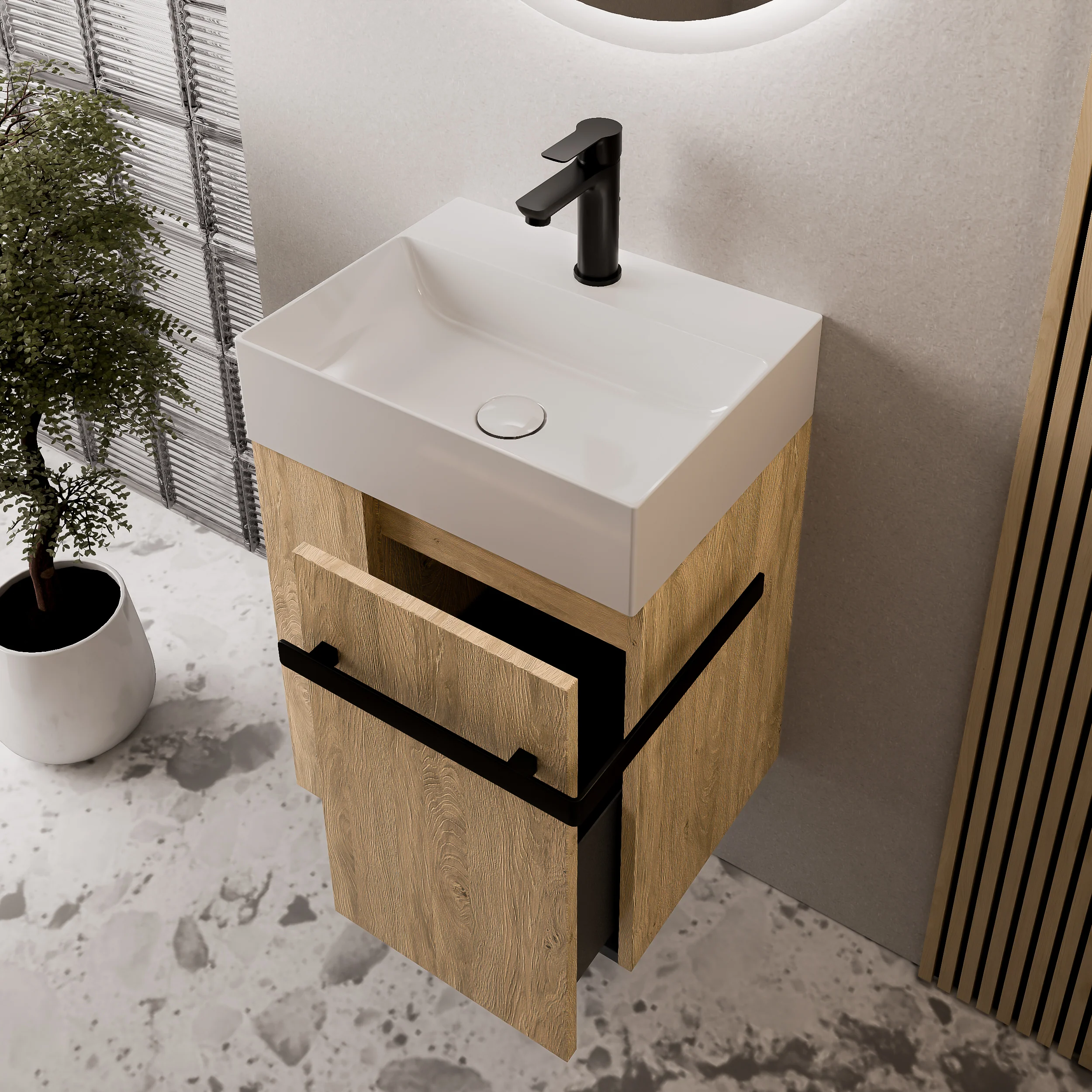 Gäst-WC badrumsmöbelset COMPACT 45 cm med handfat - Image 25