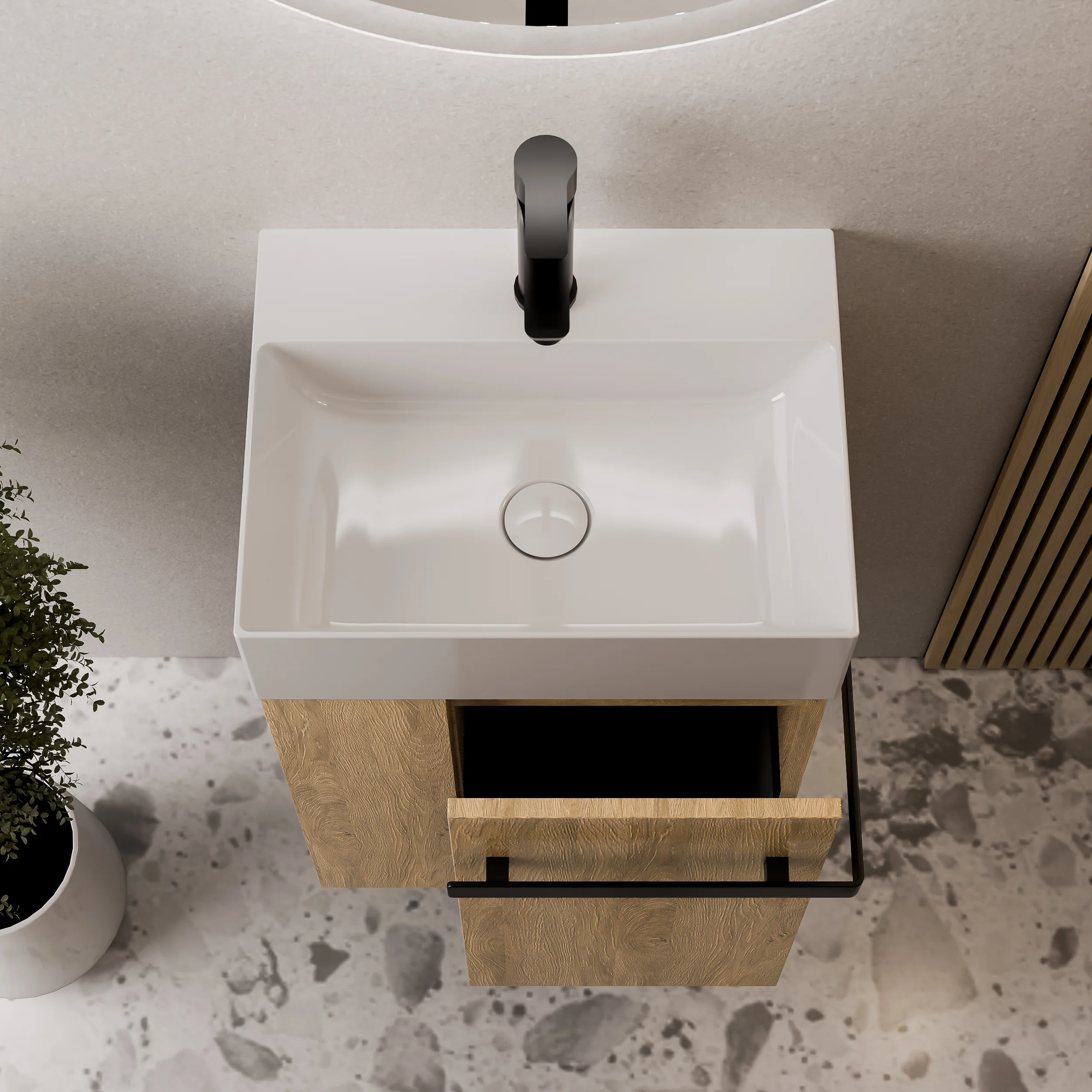 Gäst-WC badrumsmöbelset COMPACT 45 cm med handfat - Image 26