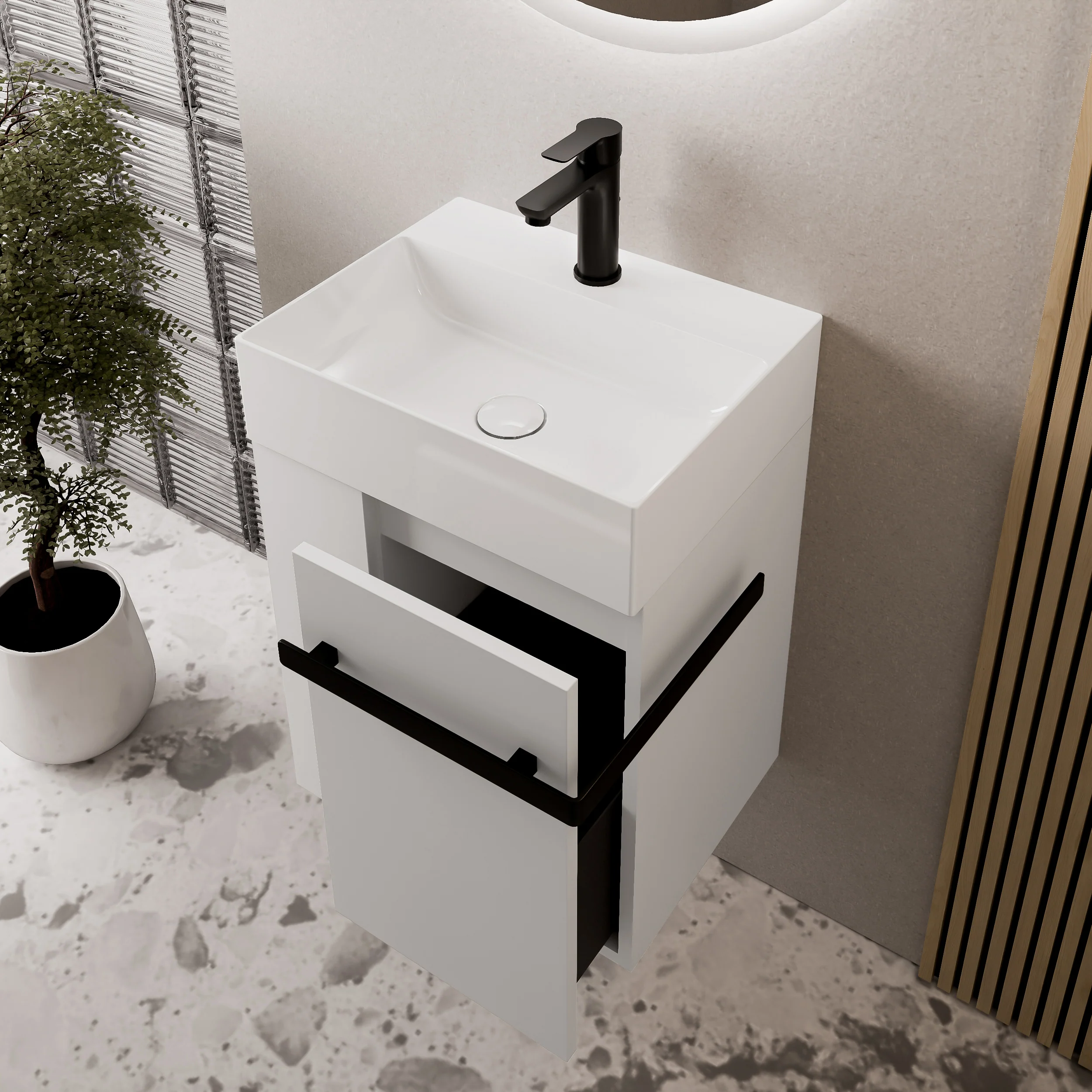 Gäst-WC badrumsmöbelset COMPACT 45 cm med handfat - Image 32