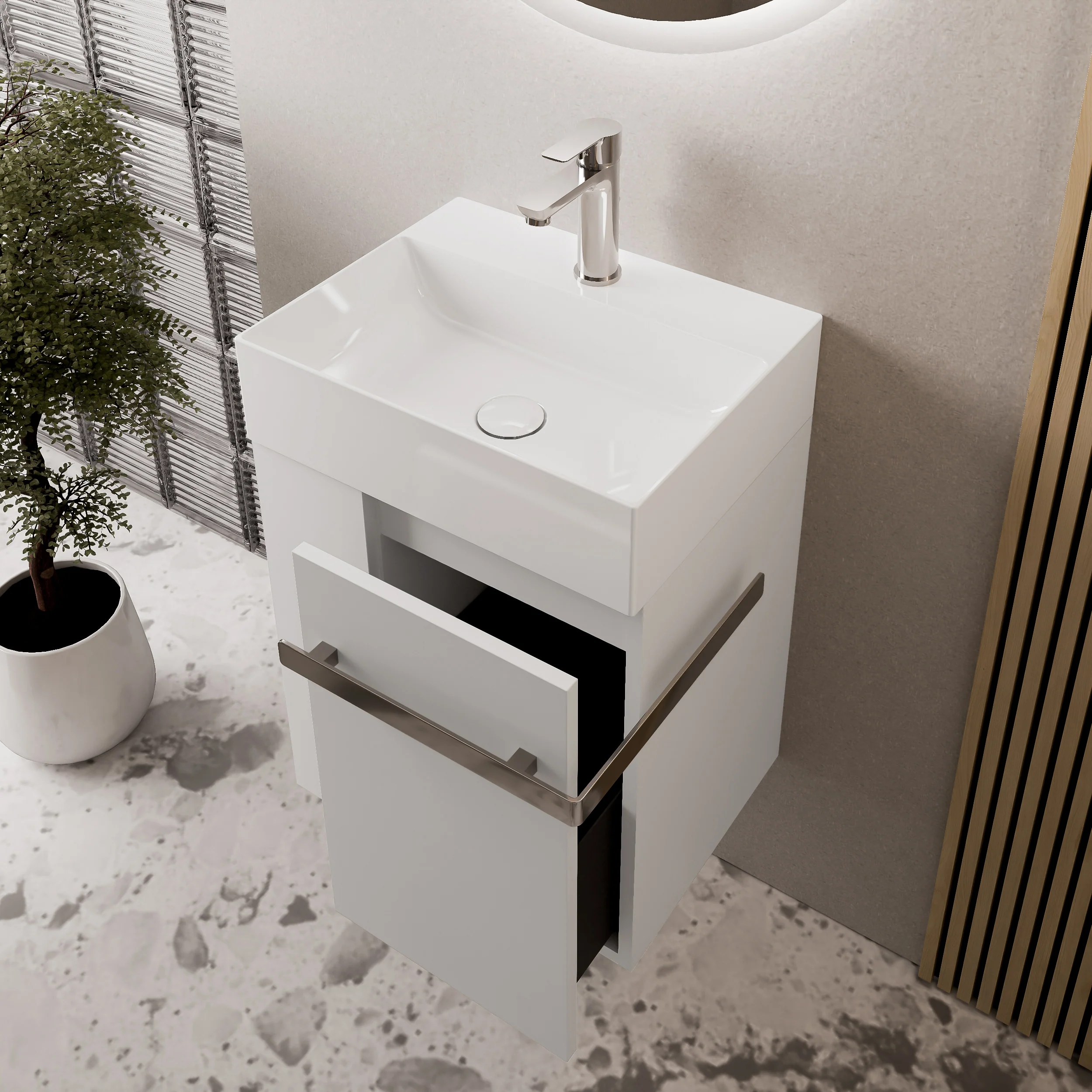 Gäst-WC badrumsmöbelset COMPACT 45 cm med handfat - Image 39