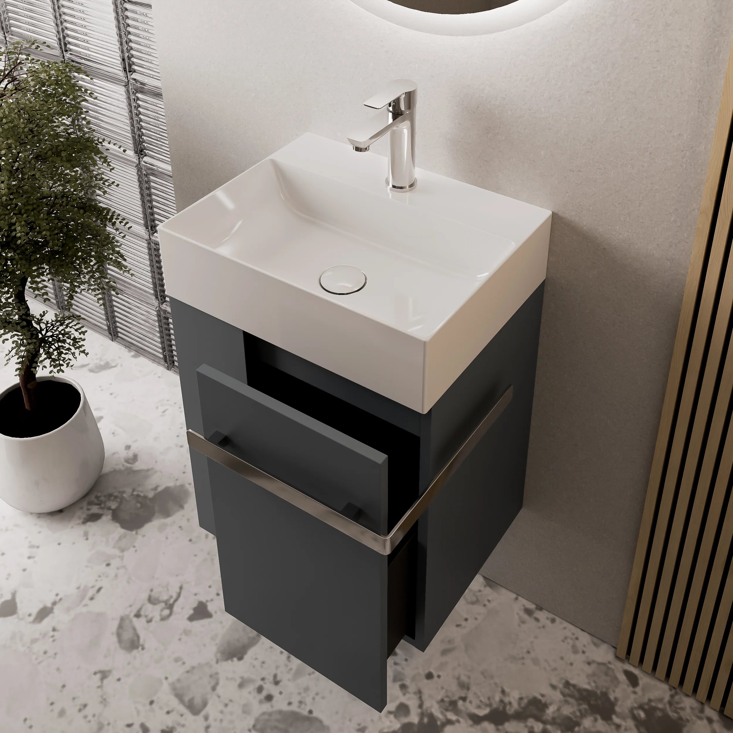 Gäst-WC badrumsmöbelset COMPACT 45 cm med handfat - Image 4