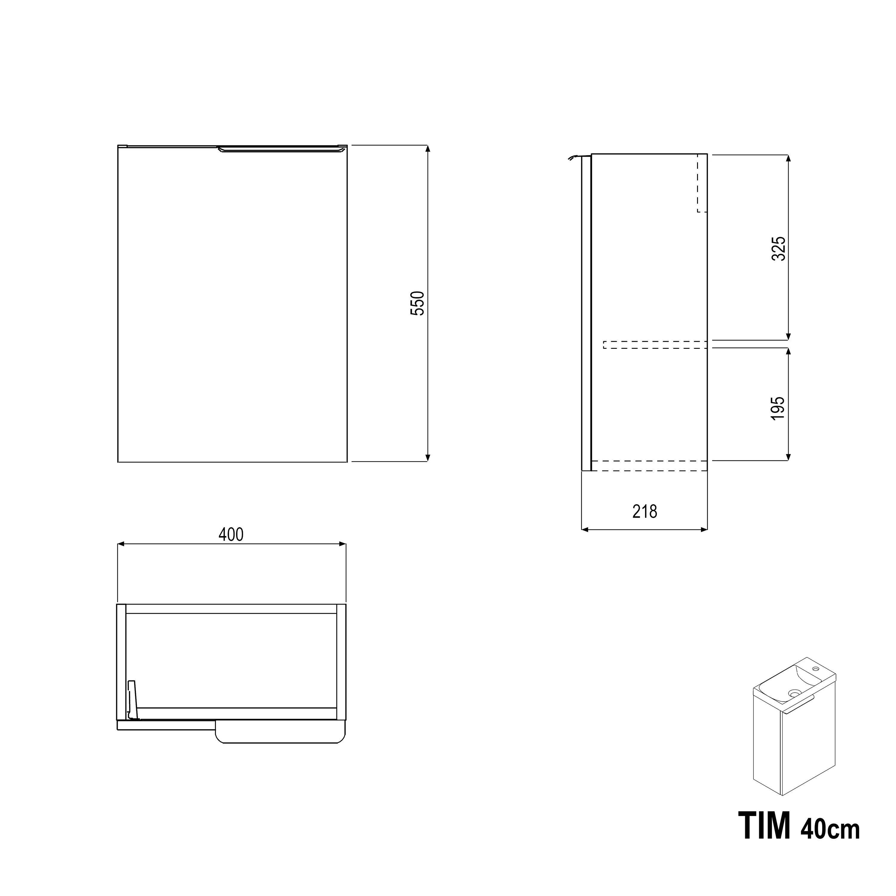 Gästtoalett badrumsmöbel set TIM 40 cm med handfat - Image 52