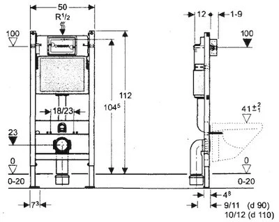 Geberit Duofix Basic förväggselement med Delta UP100 spolcistern - Image 3