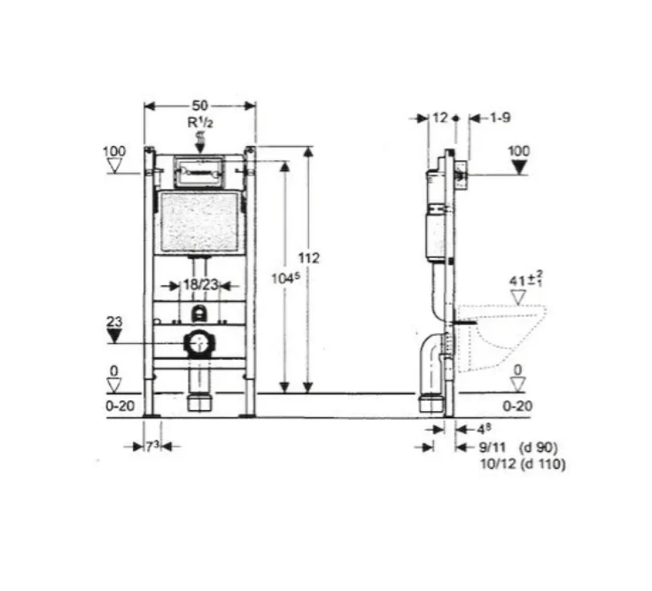 Geberit Duofix Basic förmonterat element med Delta UP100 spolcistern - Image 8