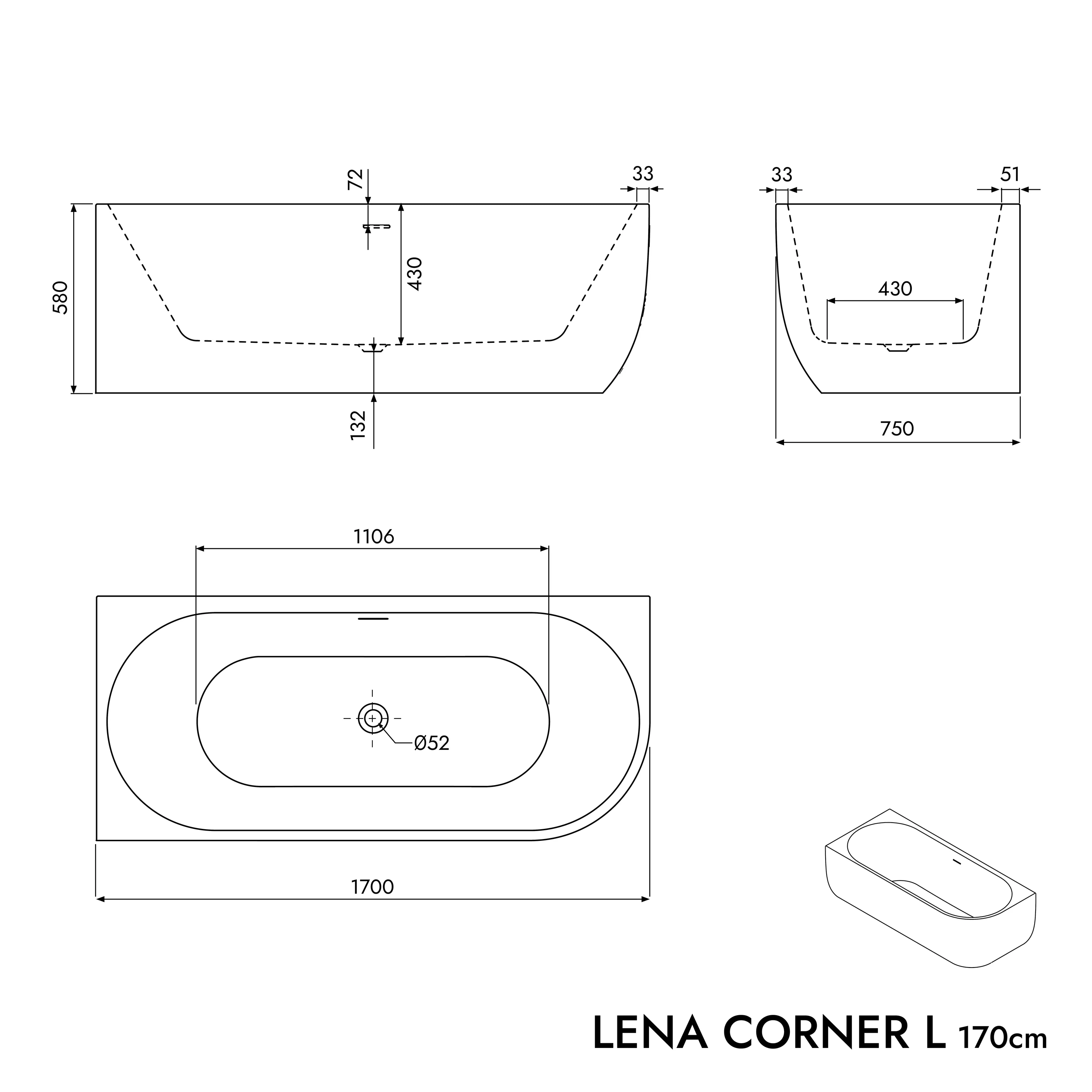 Halv fristående badkar LENA CORNER - Image 11