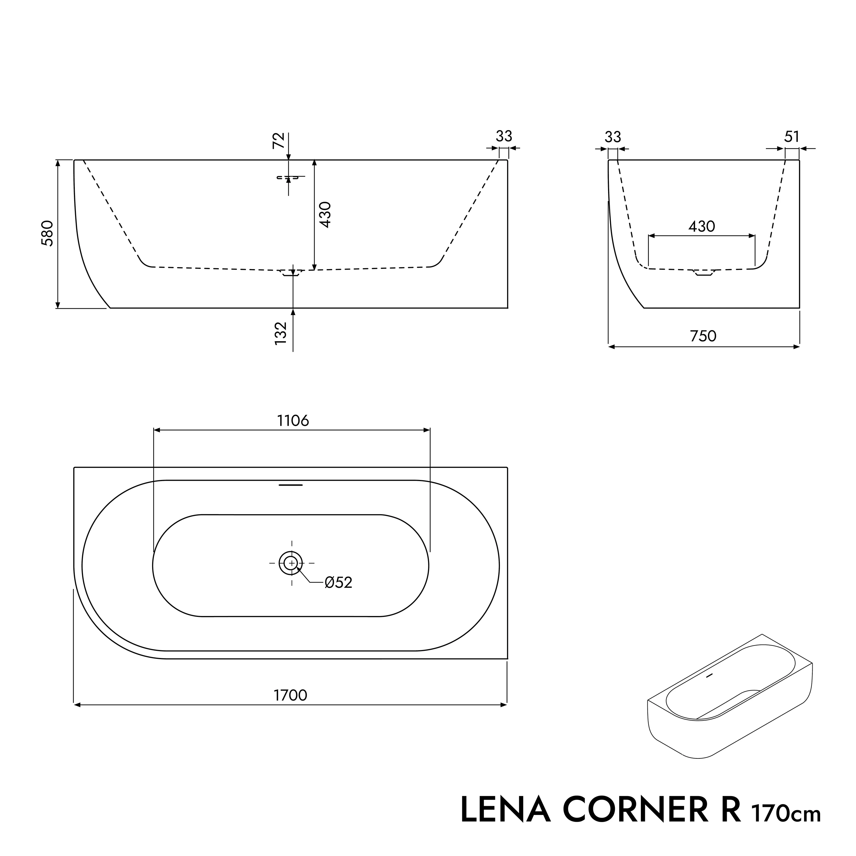 Halv fristående badkar LENA CORNER - Image 10