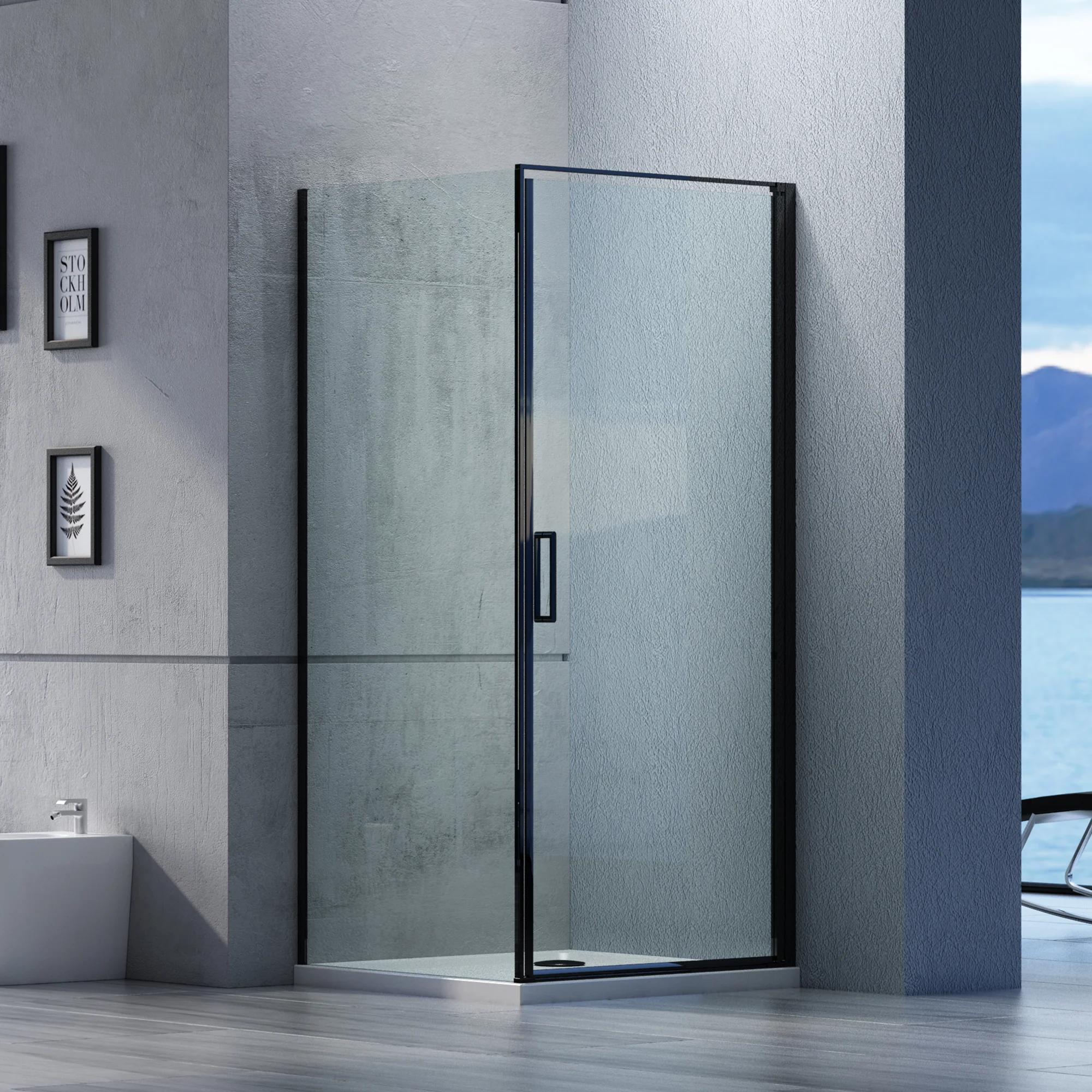 Hörndusch av äkta nano-glas 6 mm, EX 416S svart - 90 x 90 x 195 cm - Image 5