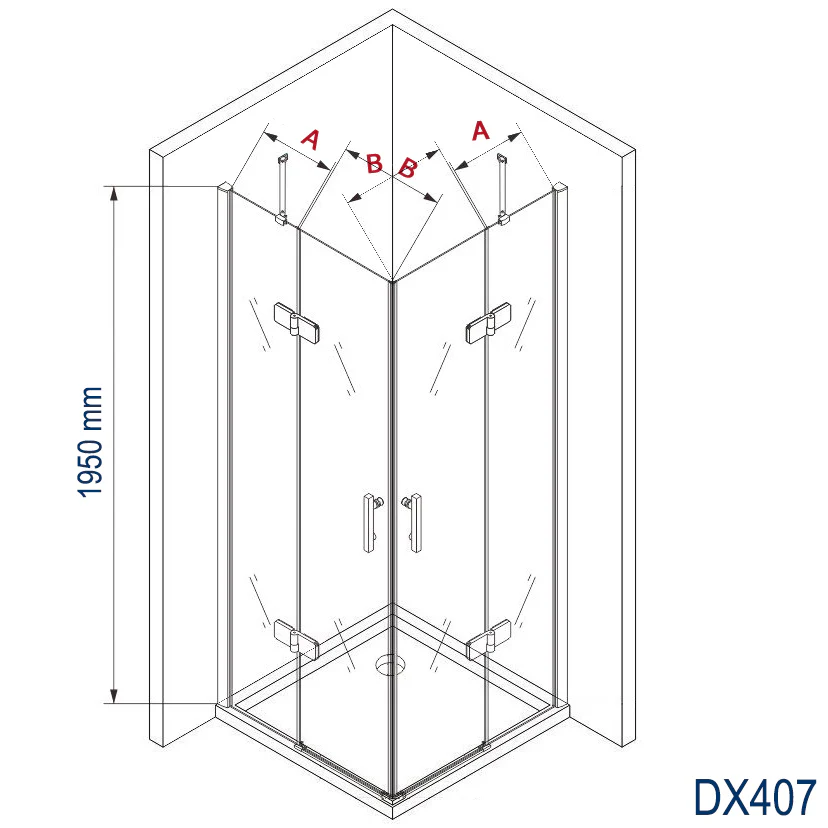 Hörn-dusch med svängdörrar DX407 - Image 6