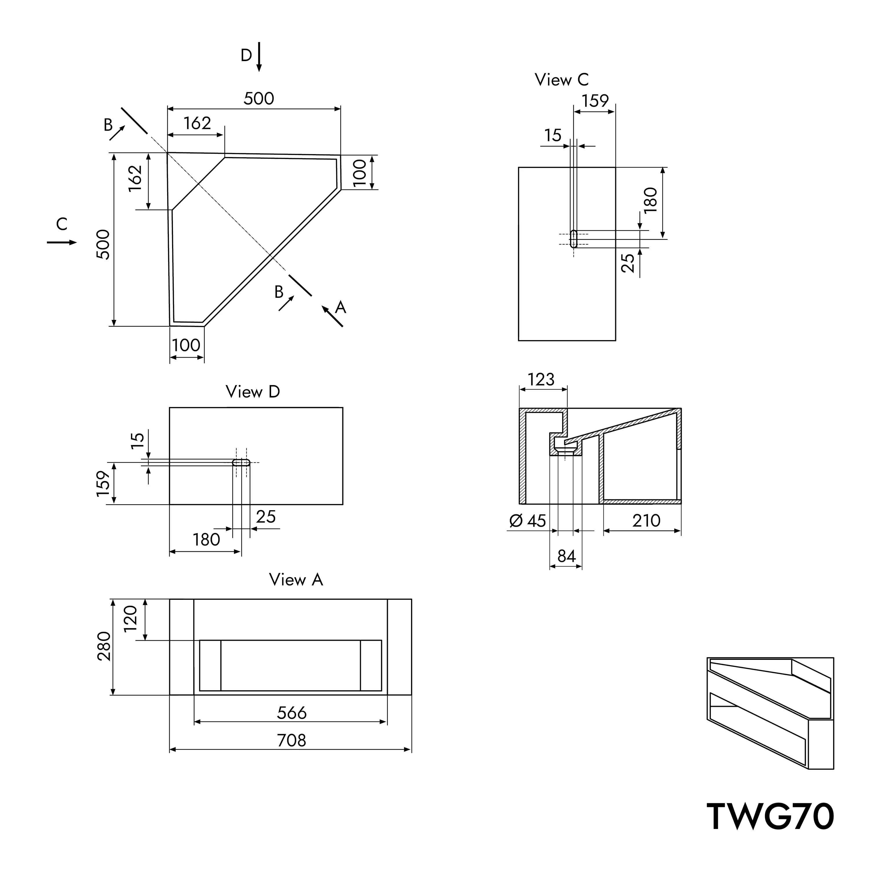 Hörnhandfat av kompositsten TWG70 - Image 4
