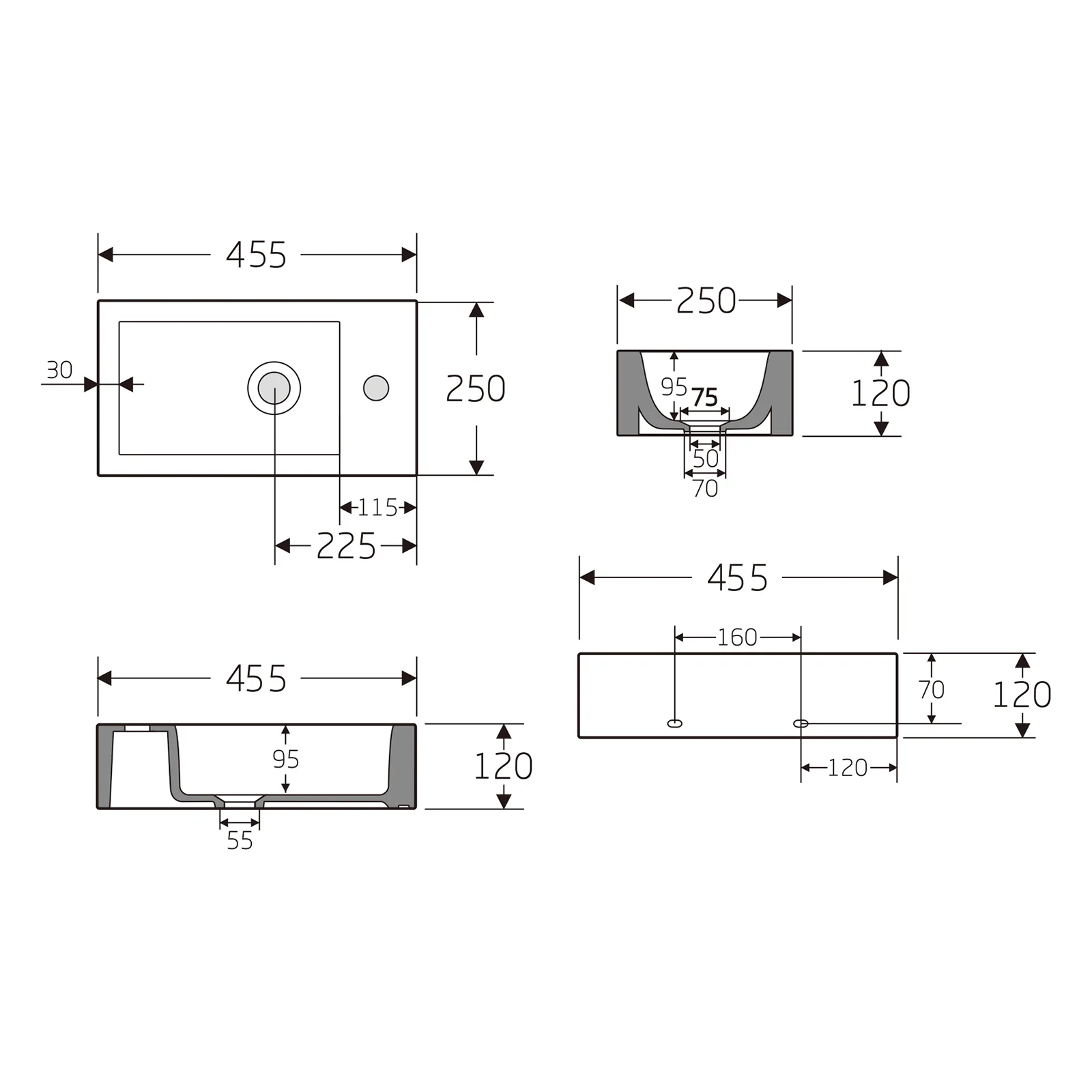 Keramiskt väggmonterat tvättställ KW302 - Image 6