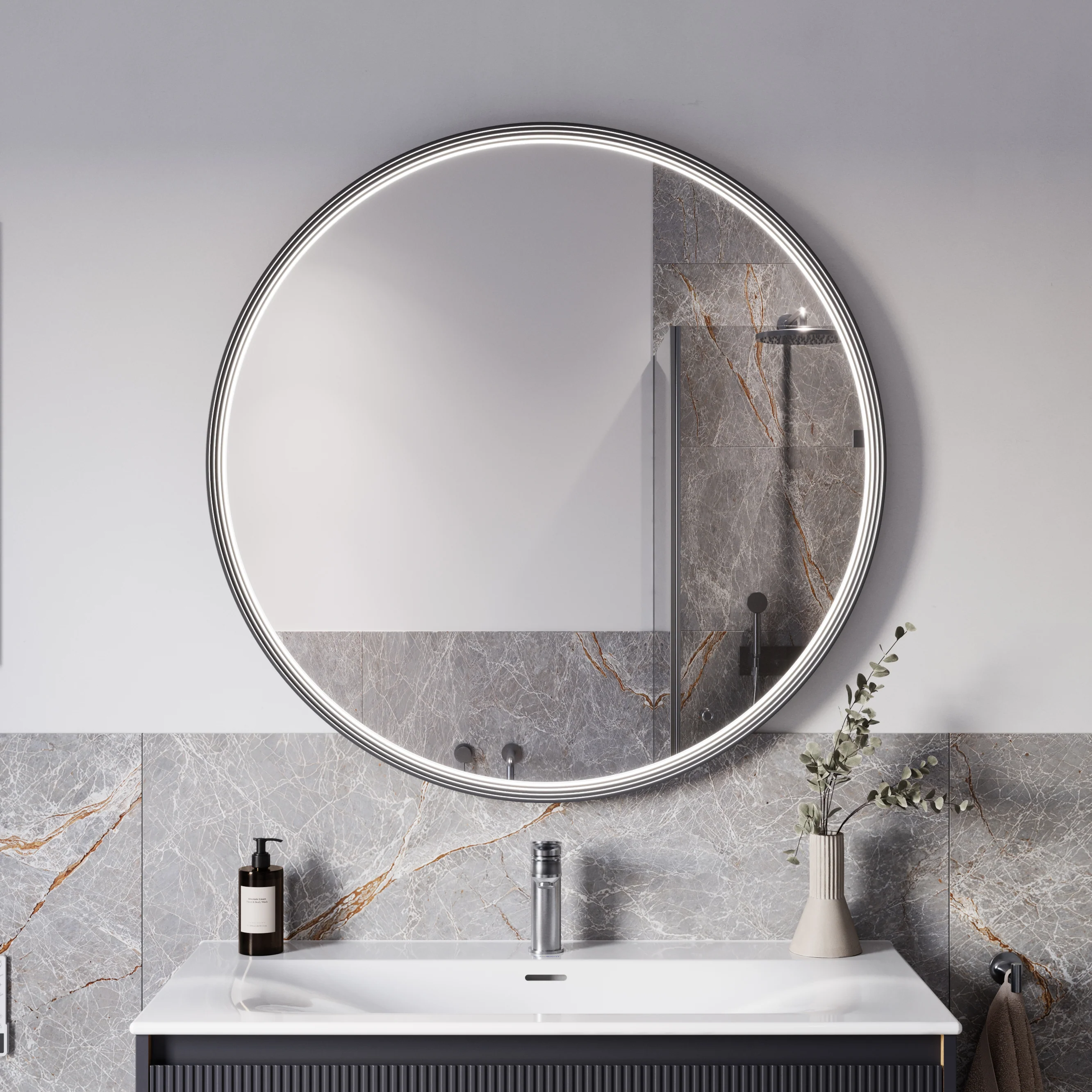 LED-badrumsspegel BELDIVO rund - 100 cm - Image 2