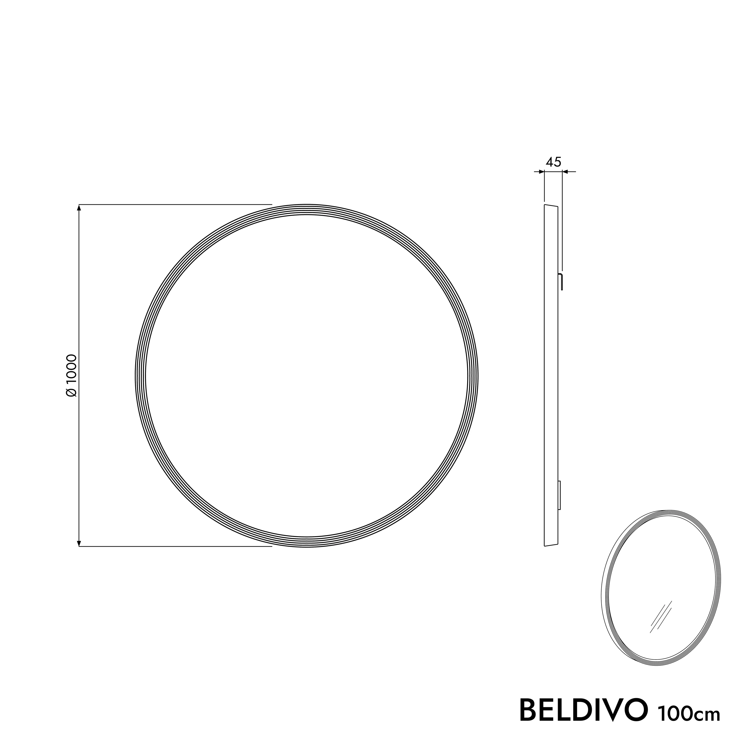 LED-badrumsspegel BELDIVO rund - 100 cm - Image 43