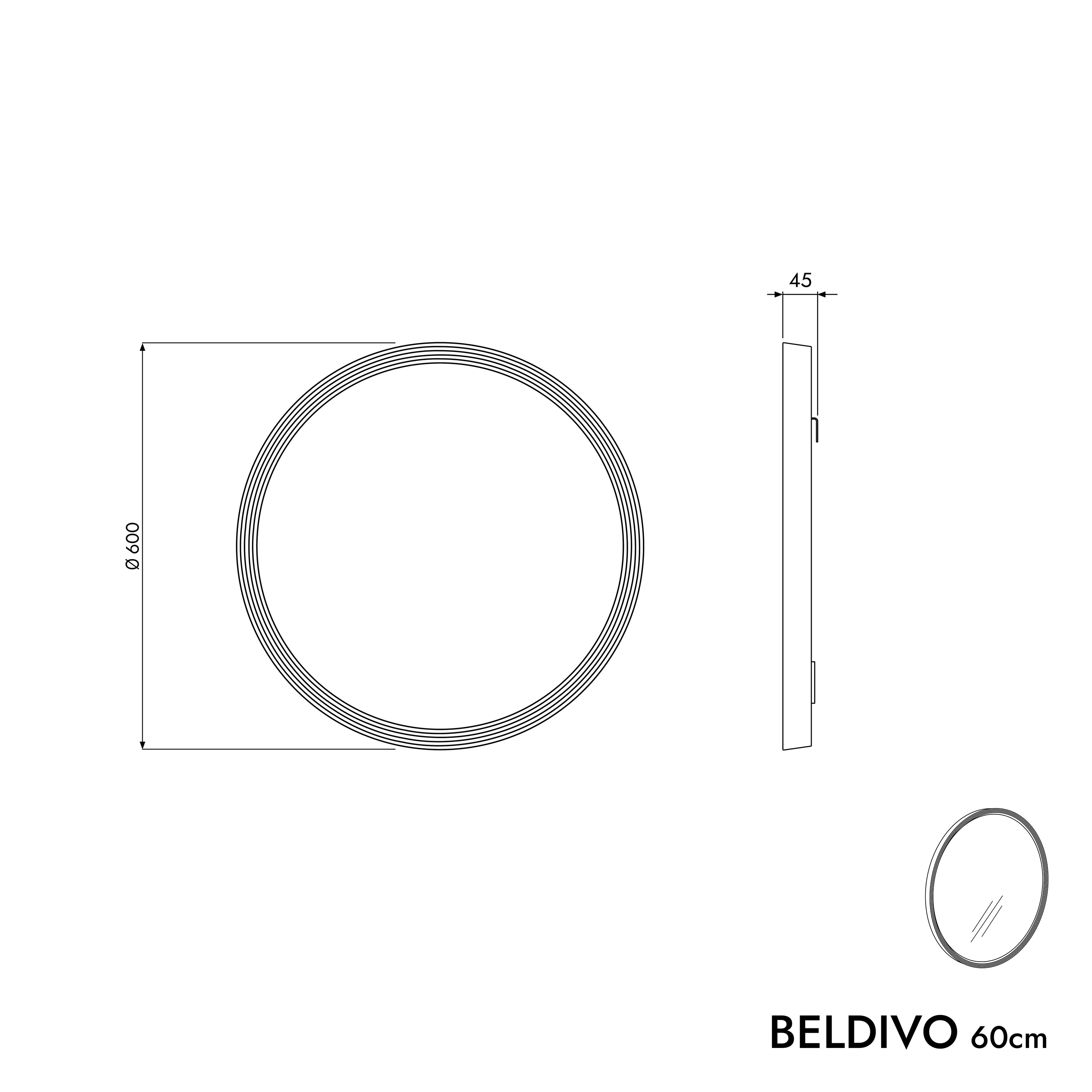 LED-badrumsspegel BELDIVO rund - 60 cm - Image 43