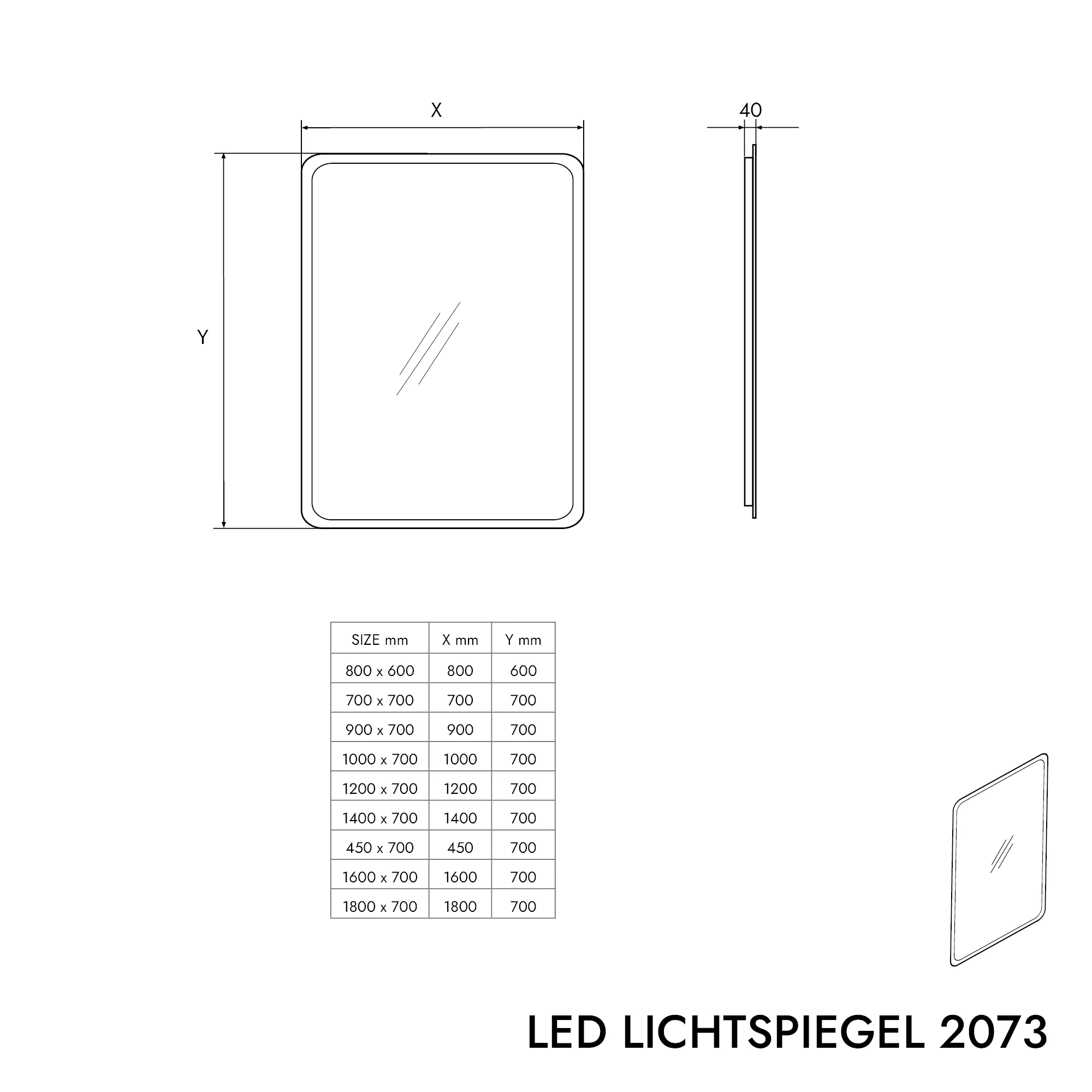 LED ljusspegel badrumsspegel 2073 - Image 37