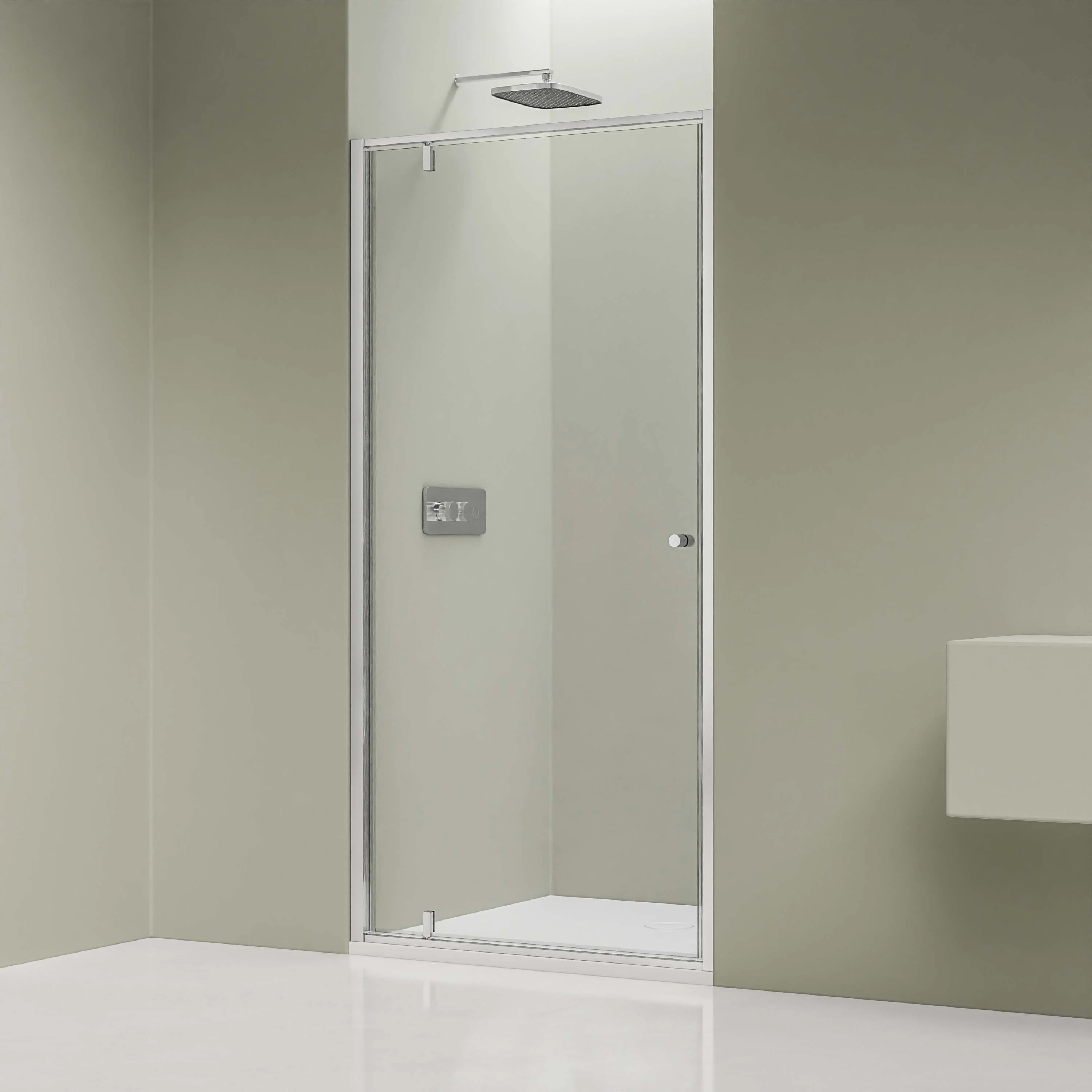 Nischdusch med svängdörr NT604 FLEX - 6 mm nano klar glas - profilfärg valbar - Image 5