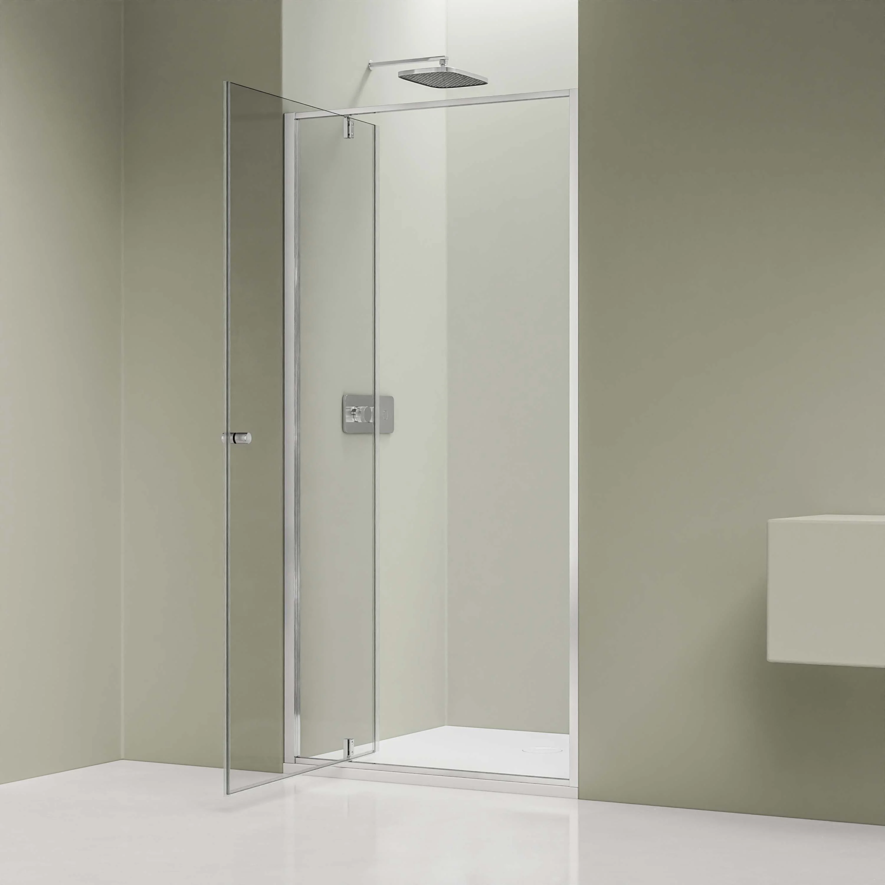 Nischdusch med svängdörr NT604 FLEX - 6 mm nano klar glas - profilfärg valbar - Image 6
